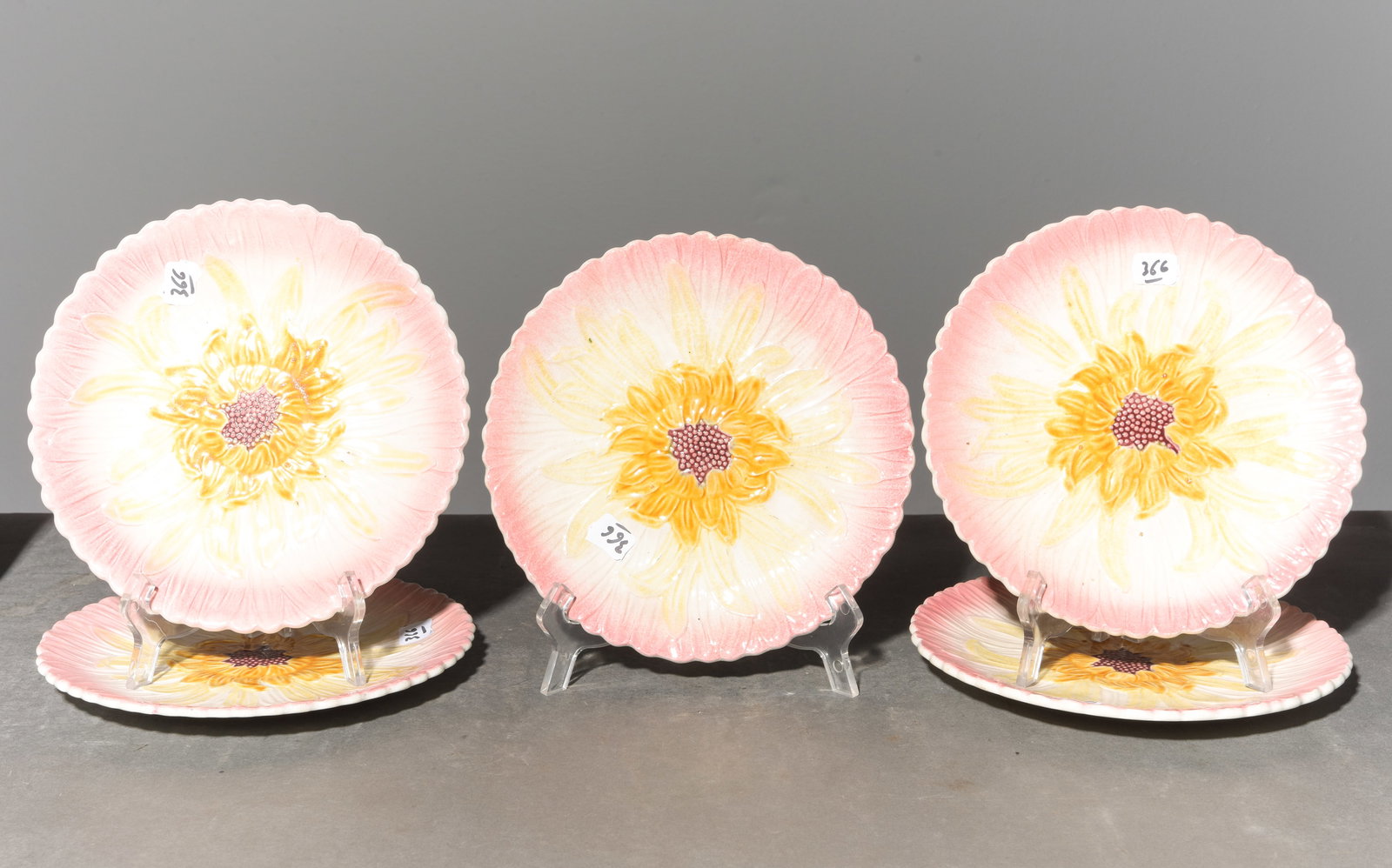 Five French Majolica Floral Motif Plates (1 of 4)