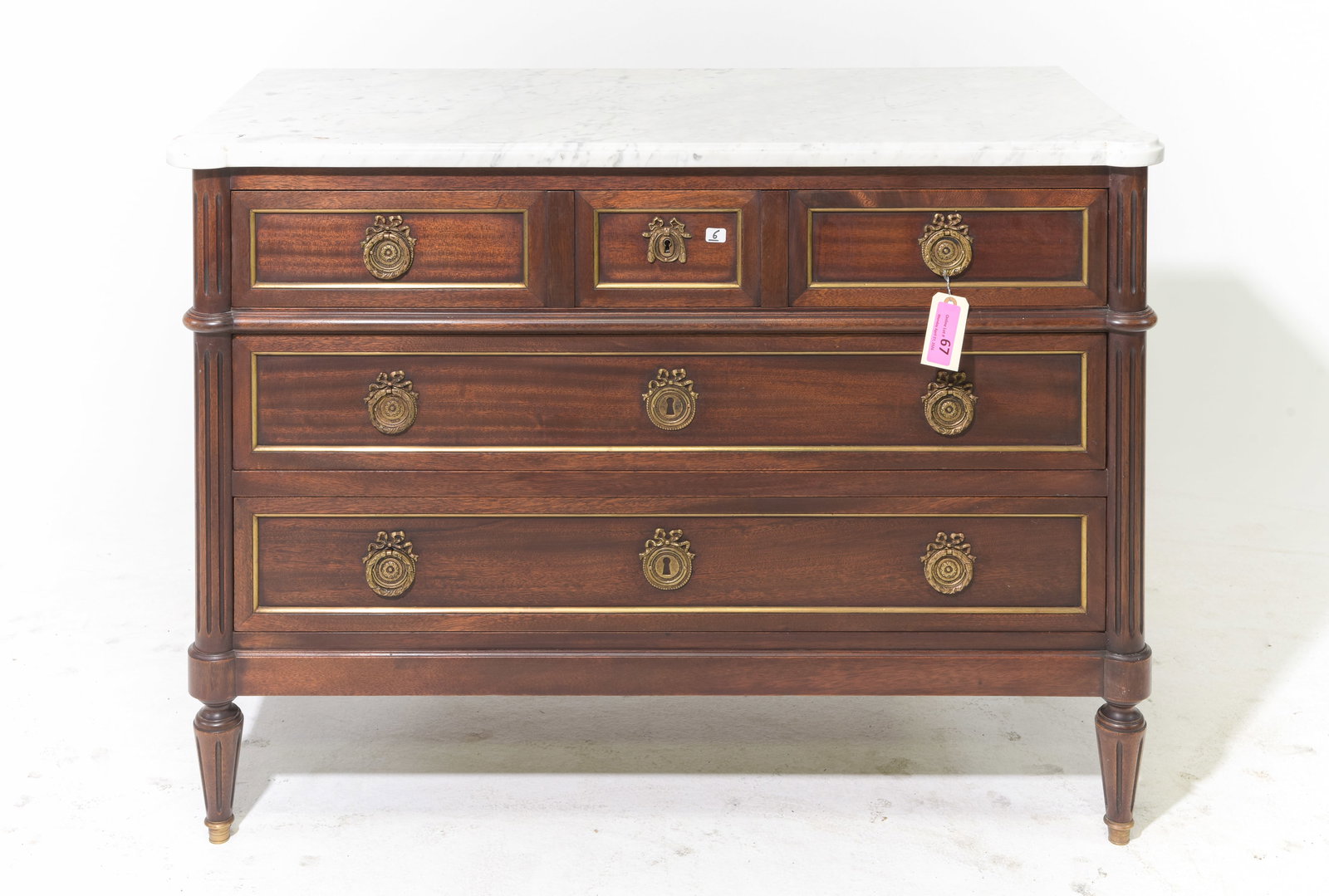 Louis XVI Style White Marble Top Chest #2 (1 of 5)