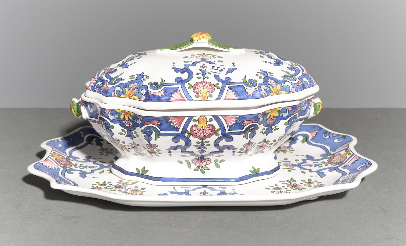 Portuguese Hand Painted Tureen with Underplate (1 of 5)