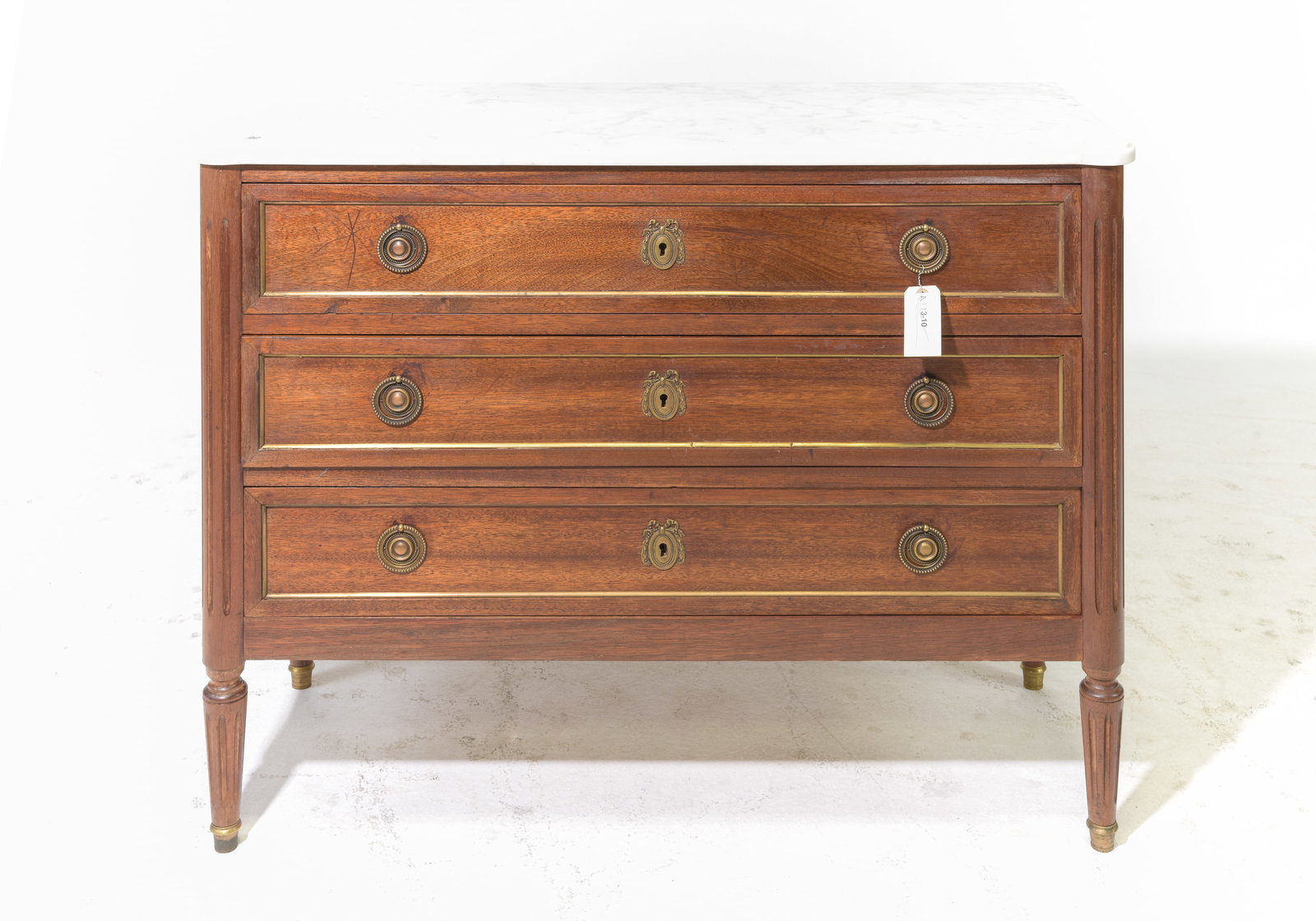 Louis XVI Style White Marble Top Chest (1 of 5)