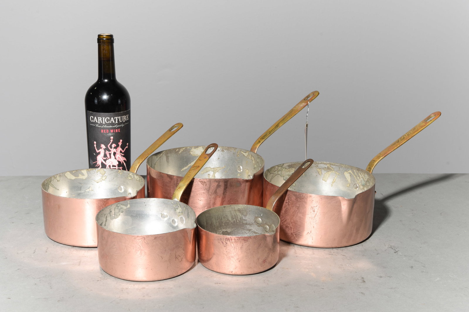 French Set of 5 Graduated Copper Sauce Pans (1 of 3)