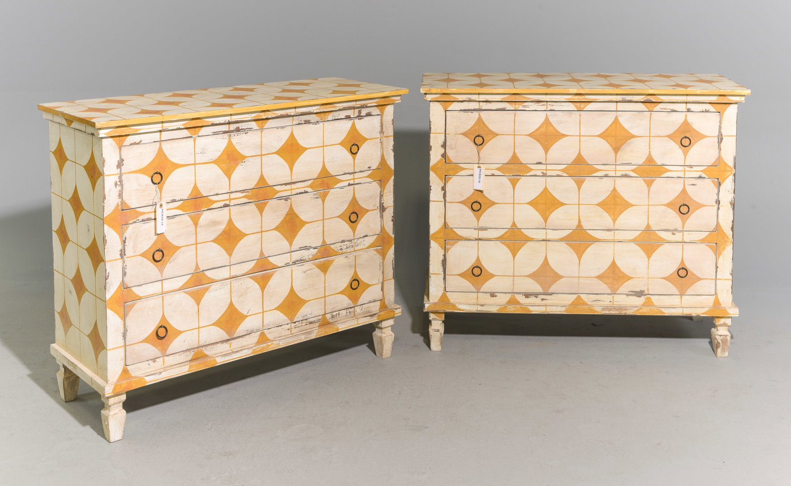 European Style Pair of Painted Three Drawer Chests #2 (1 of 4)