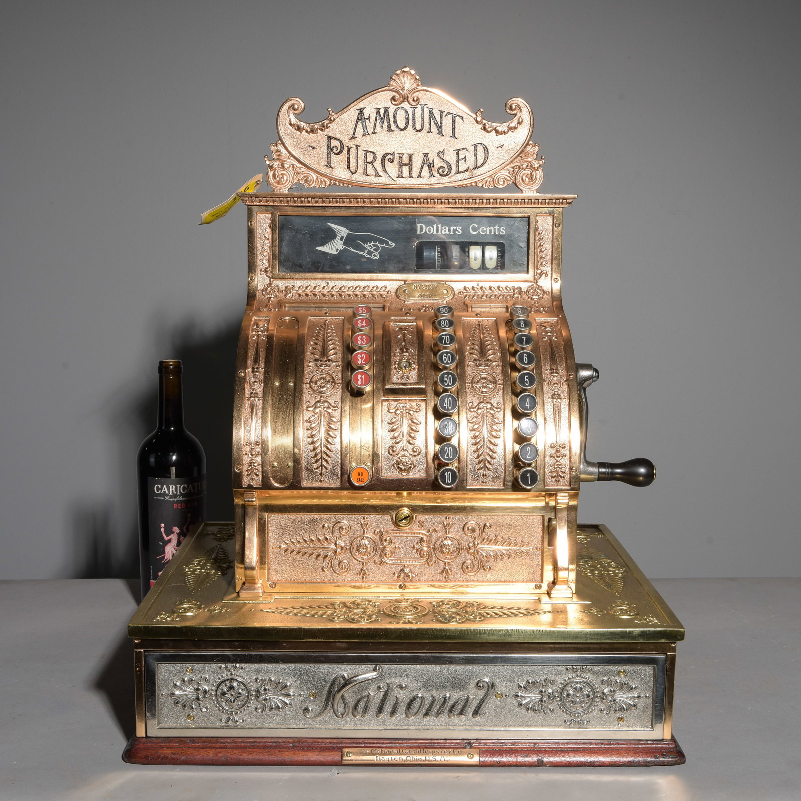 Copper & Brass National Cash Register - 672937-410: Copper & Brass National Cash Register with Dolphin Detail - 672937-410 - 23 in tall x 19 x 16