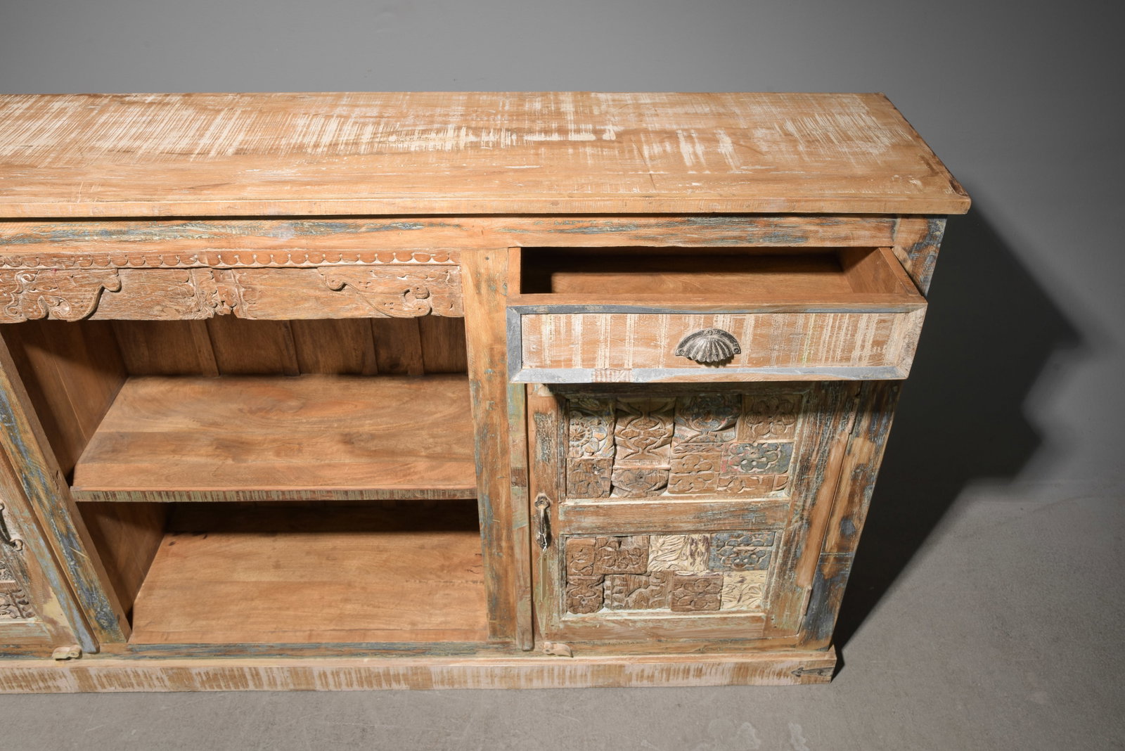 Heavy Painted Rustic Sideboard - 4