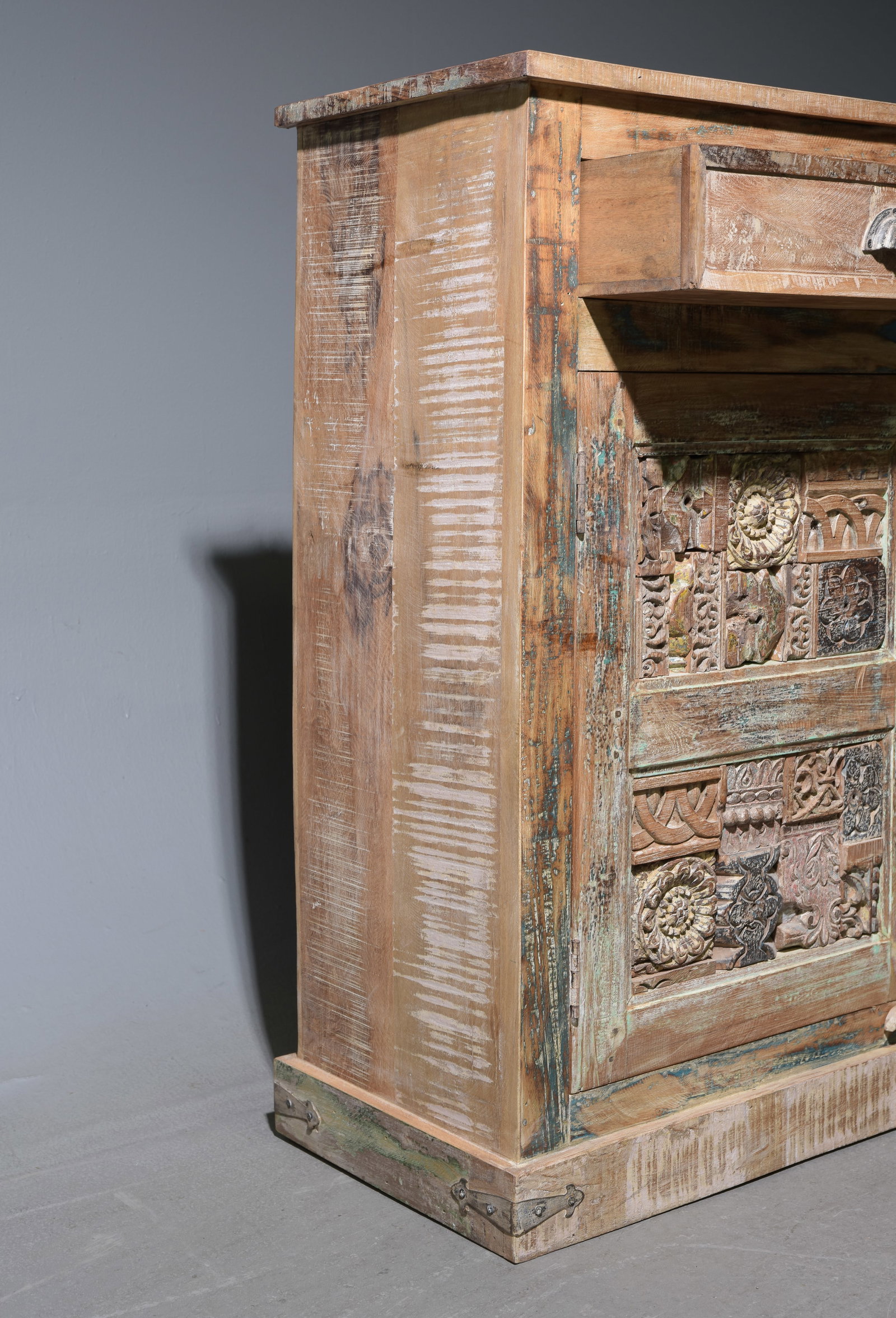 Heavy Painted Rustic Sideboard - 6