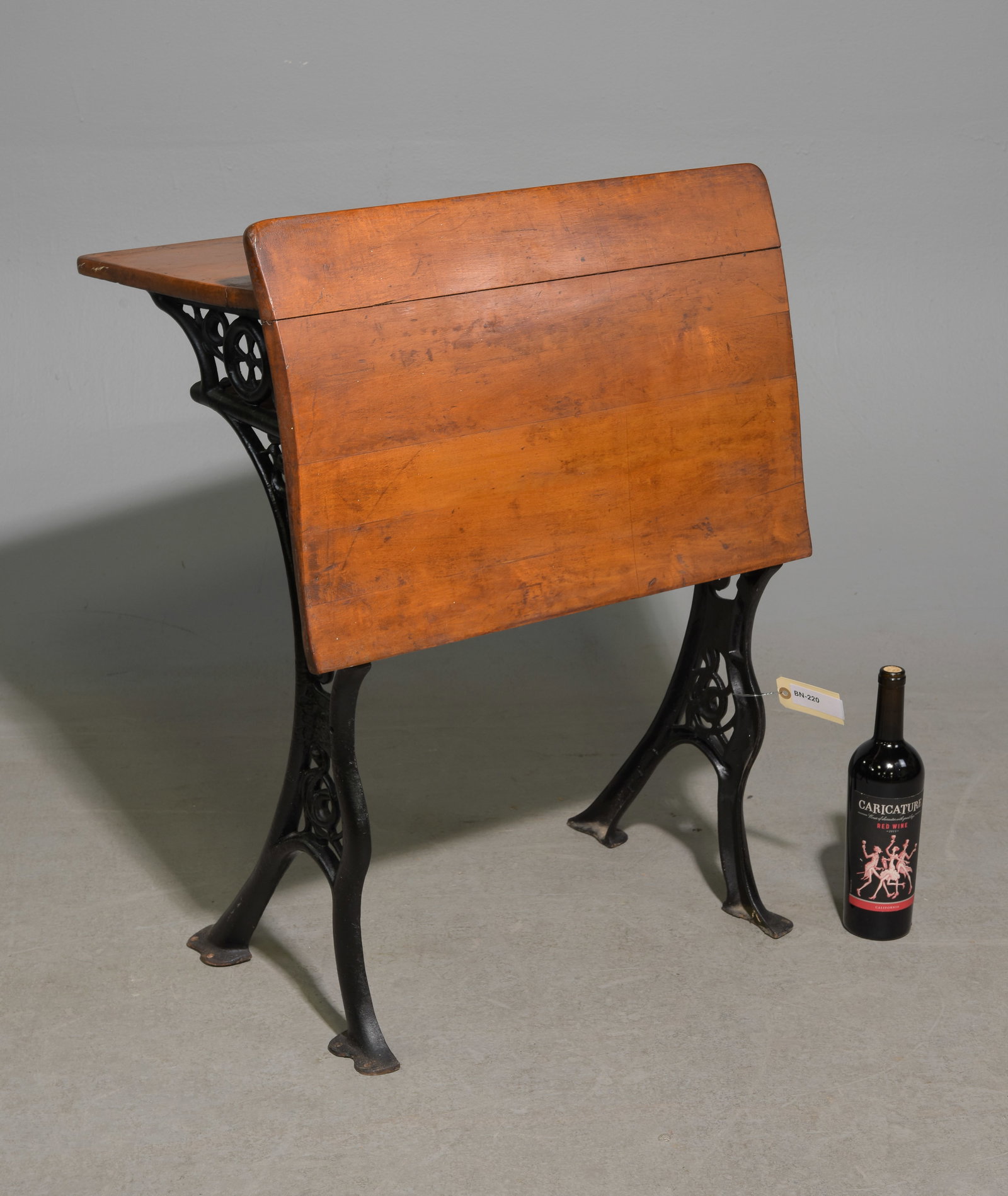 Vintage American Iron Base School Desk: Vintage American Iron Base School Desk - 32 in tall x 23.5 x 16