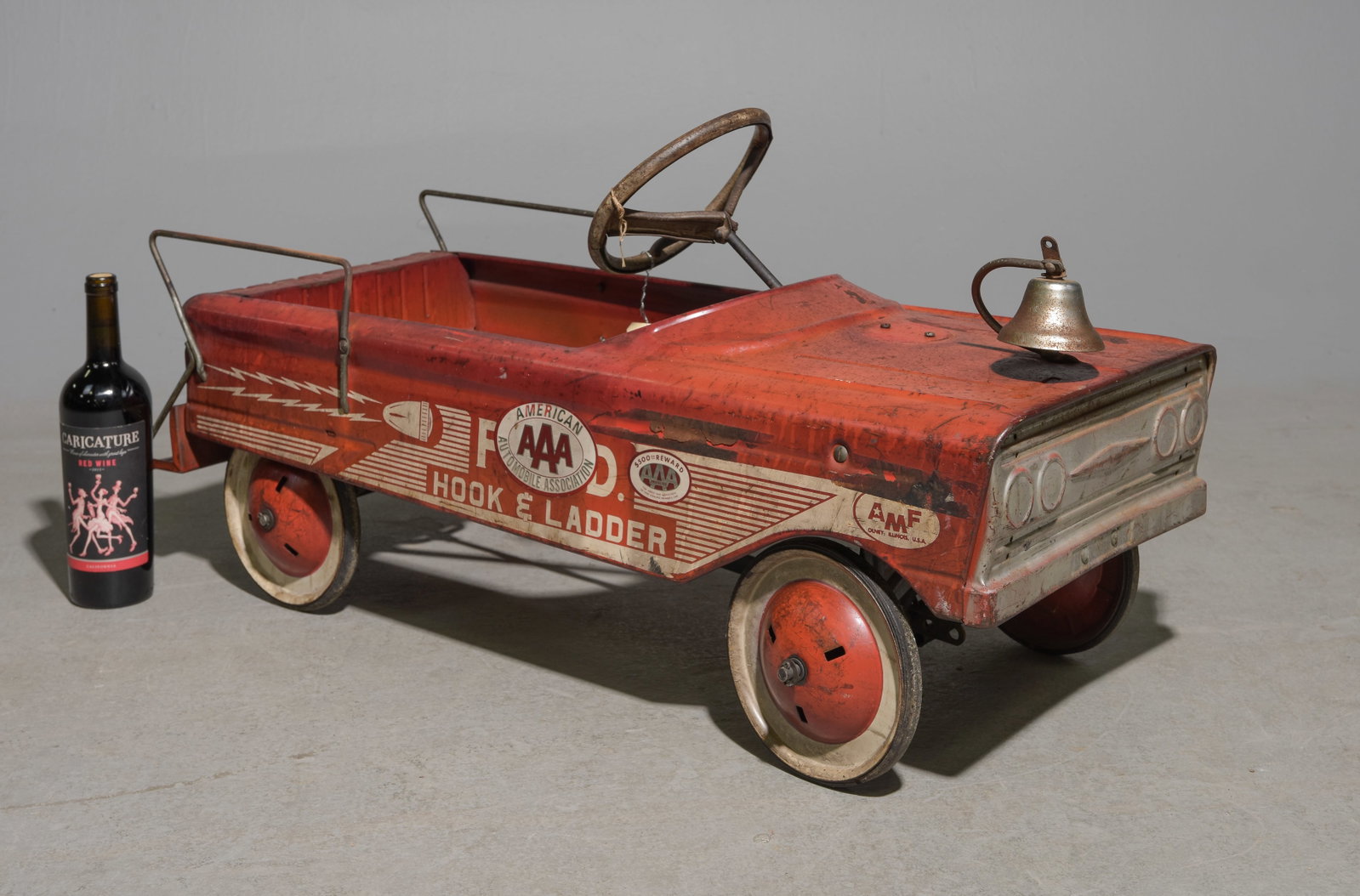 Vintage American Hook & Ladder Pedal Car: Vintage American Hook & Ladder Pedal Car - 18 in tall x 14 x 36