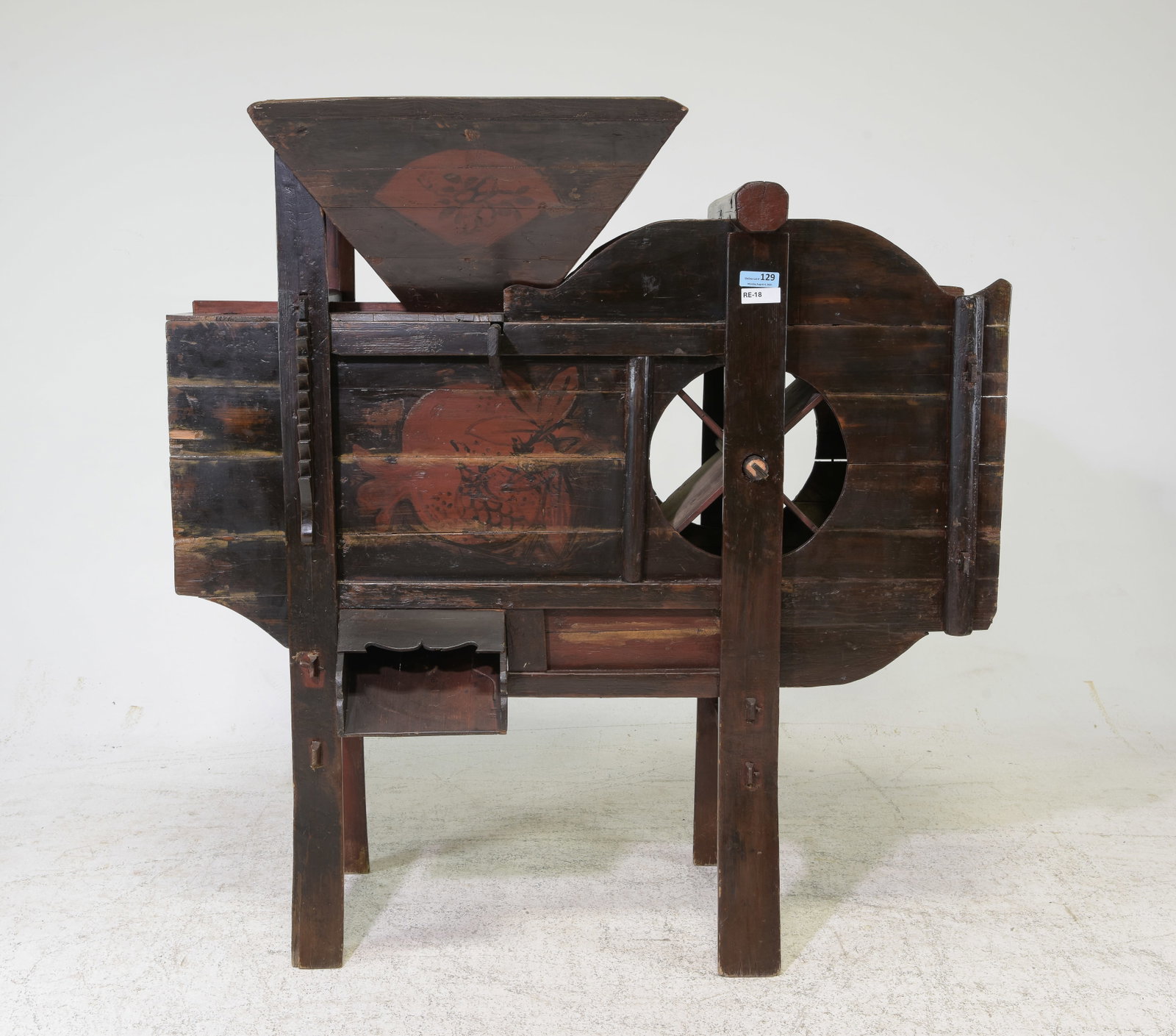 Antique Chinese Wooden Rice Thresher: Antique Chinese Wooden Rice Thresher - 58.5 in tall x 58 x 21