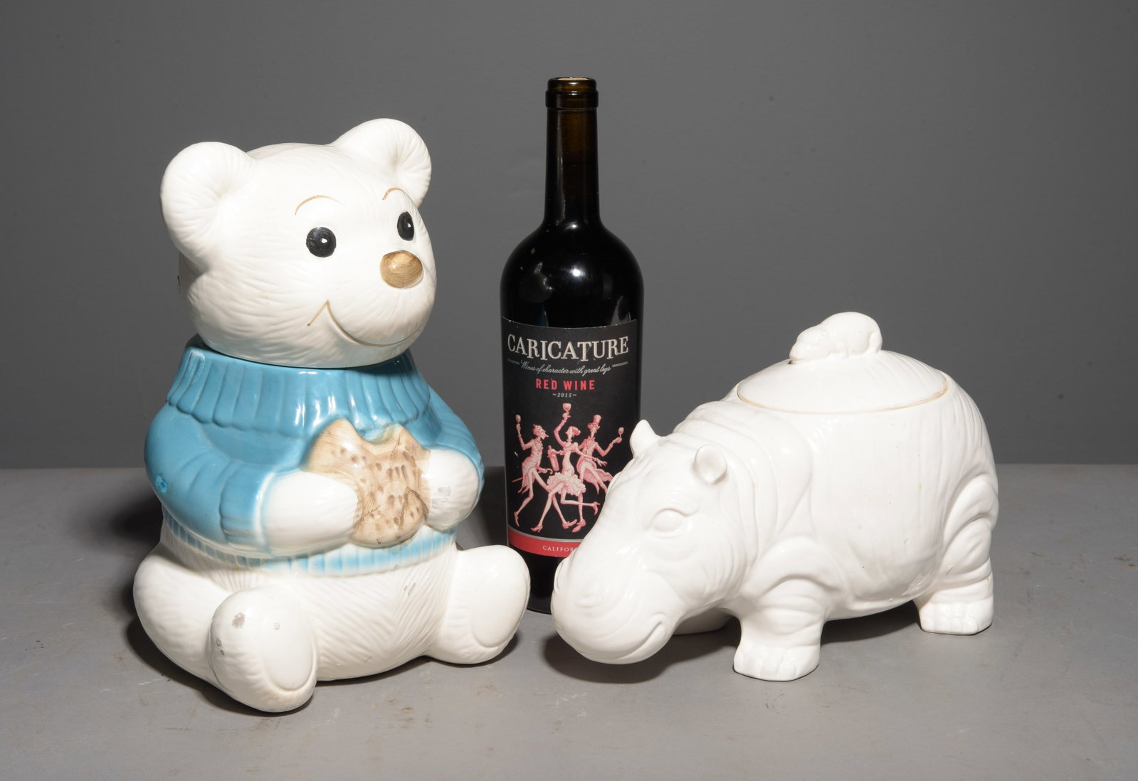 Vintage Teddy Bear & Hippopotamus Cookie Jar (1 of 2)