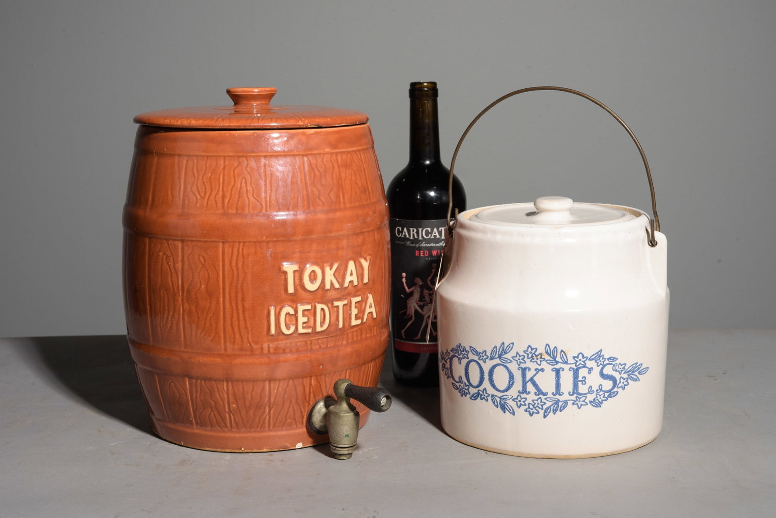 American Cookie Jar With Lid& Vintage Ice Tea Crock (1 of 6)