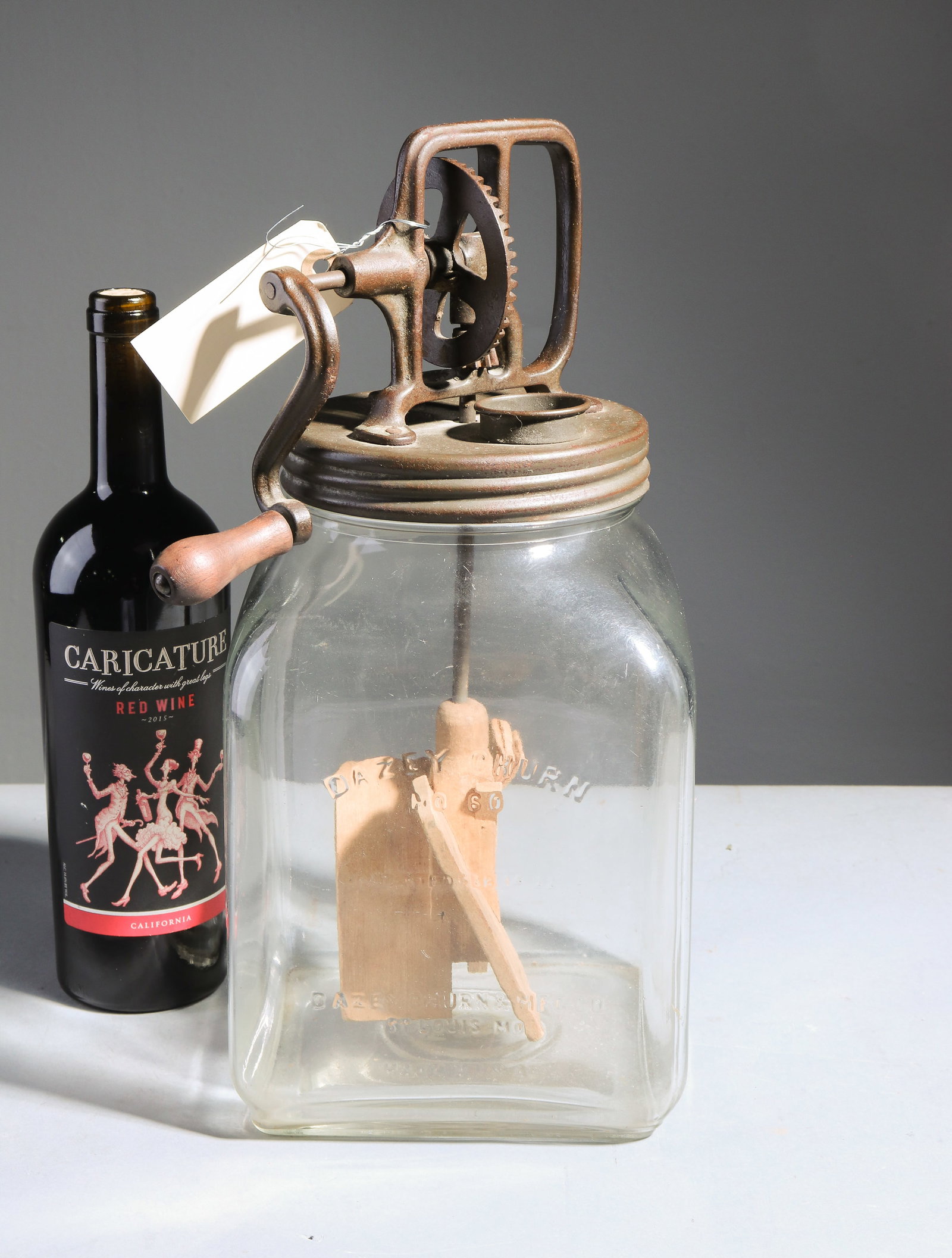 Vintage Glass Dazey Butter Churn No.60: Vintage Glass Dazey Butter Churn No.60 - 14 in tall x 8 x 8