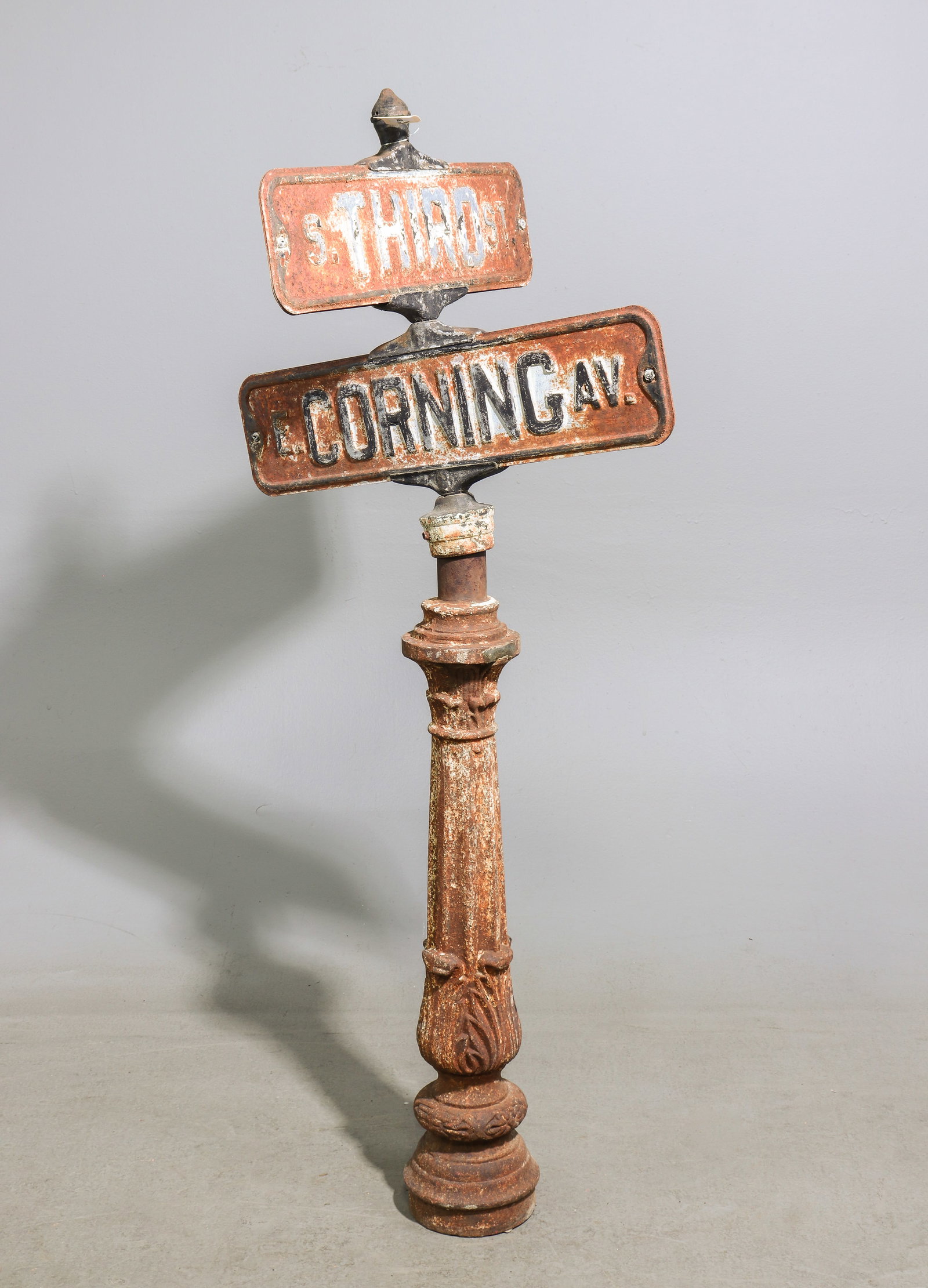 Vintage Cast Iron Street Sign: Vintage Cast Iron Street Sign - 52.5 in tall x 20 x 24