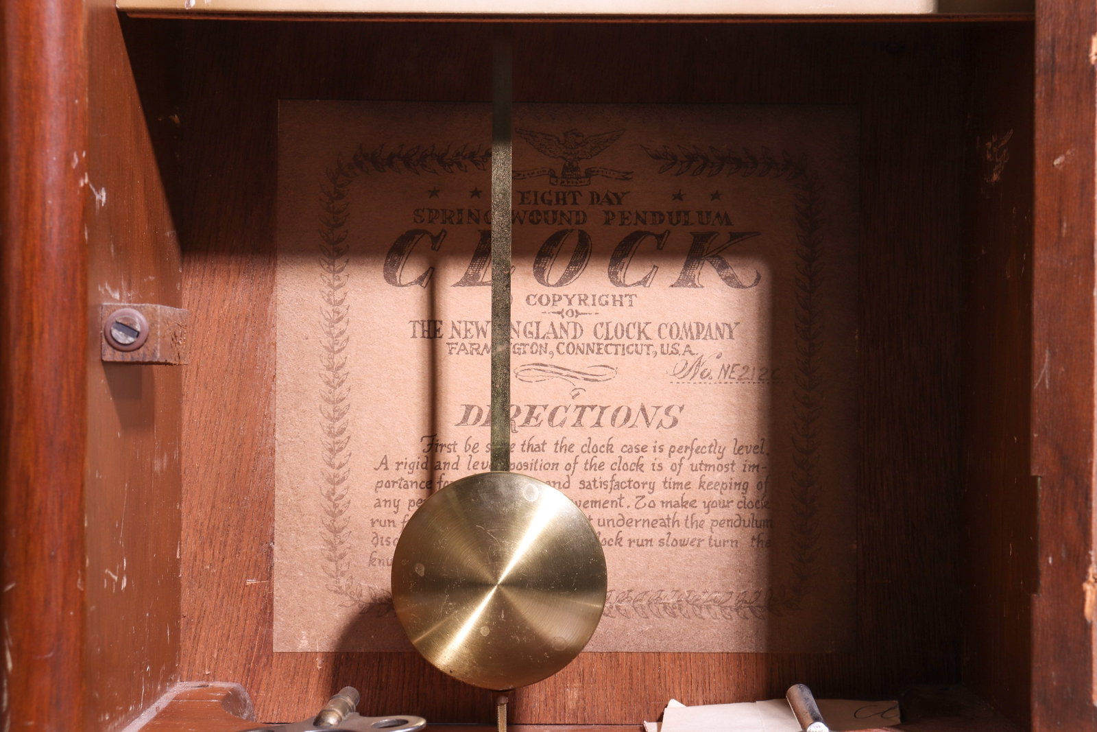 American Spring Wound Pendulum Mantel Clock - 4