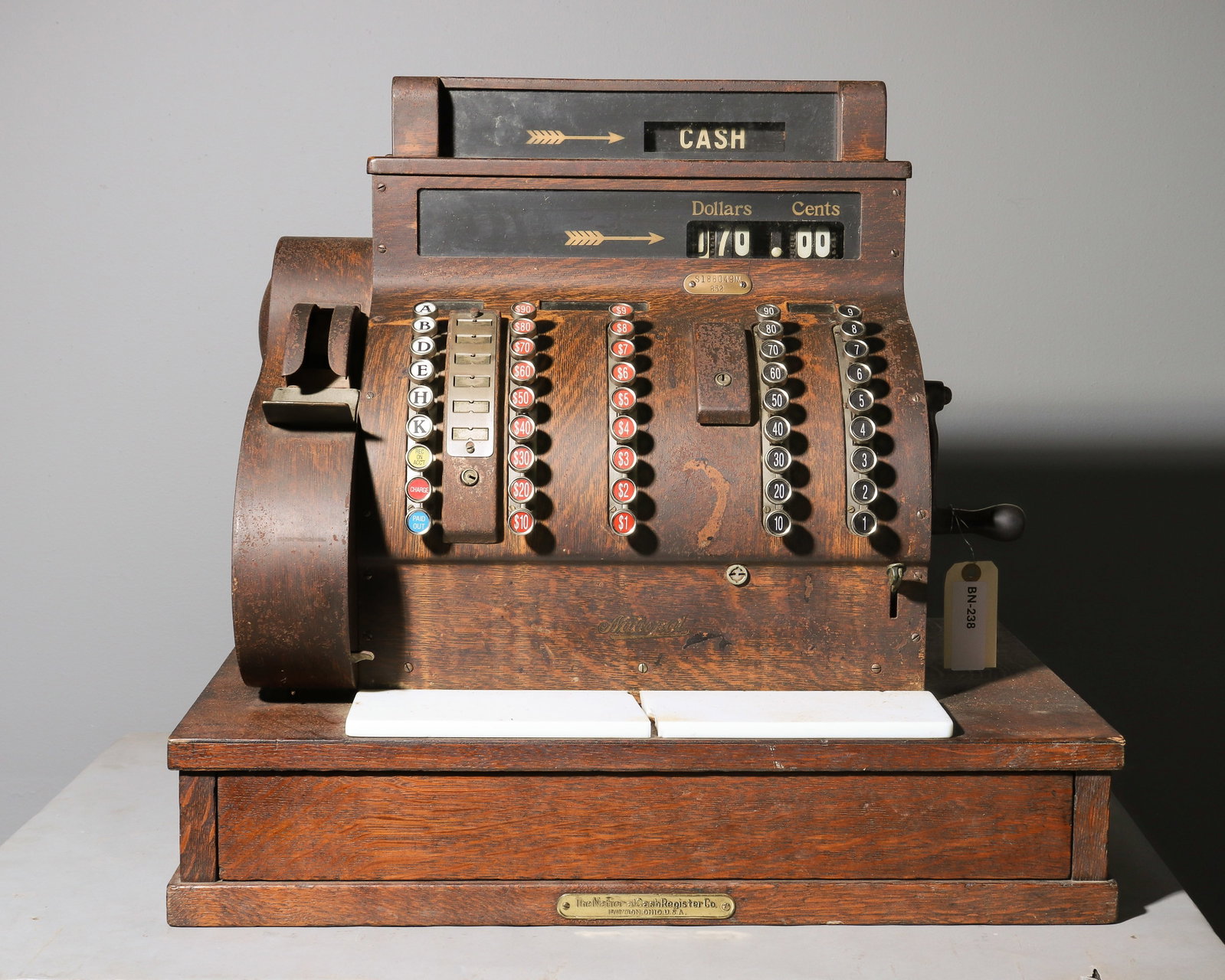 National Cash Register - S186049M-852: Steel & Oak National Cash Register - S186049M-852 - 24 in tall x 25 x 16