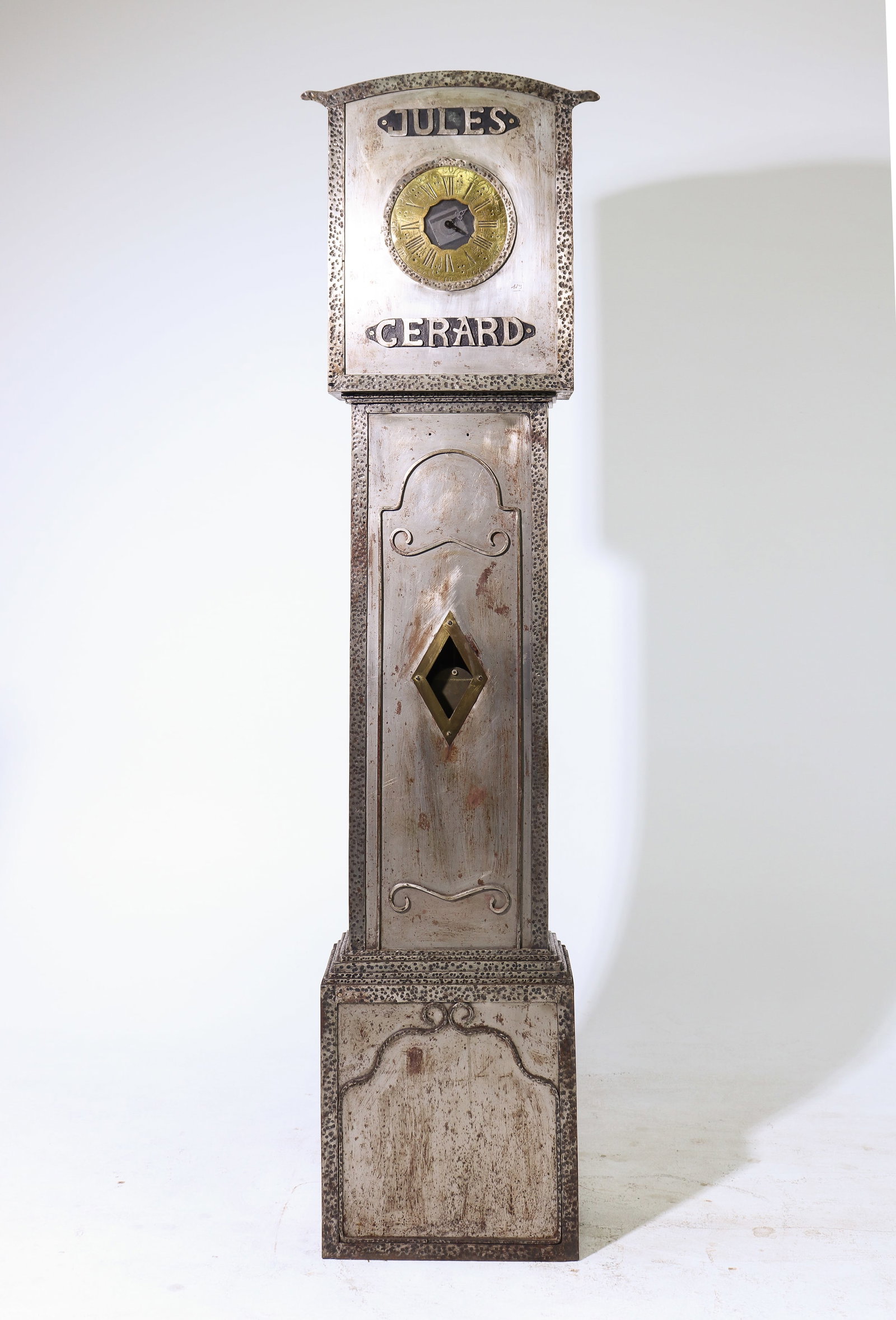 French Metal Grandfather Clock - "Jules Gerard" (1 of 6)