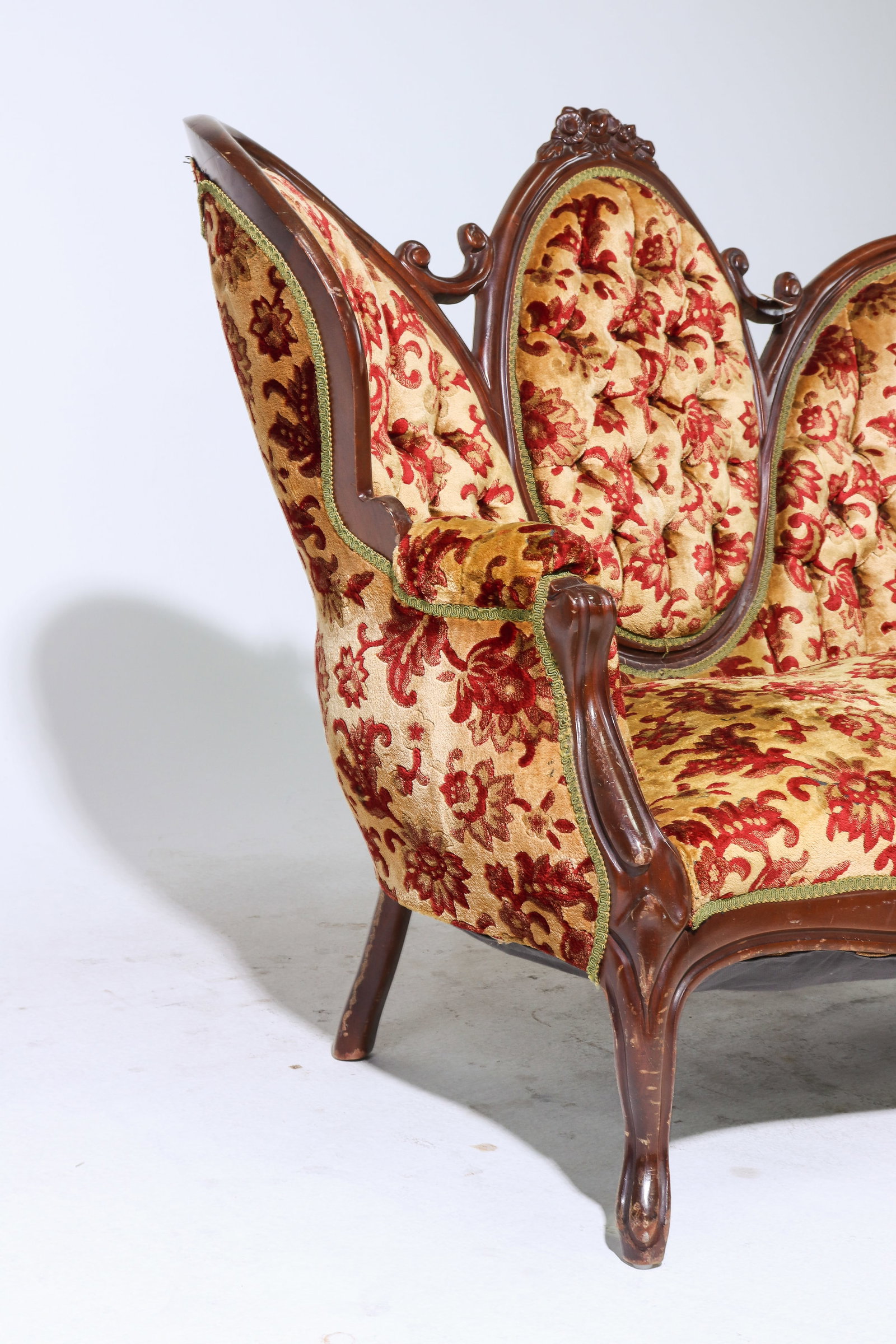 American Victorian Tufted Back Settee / Sofa - 5