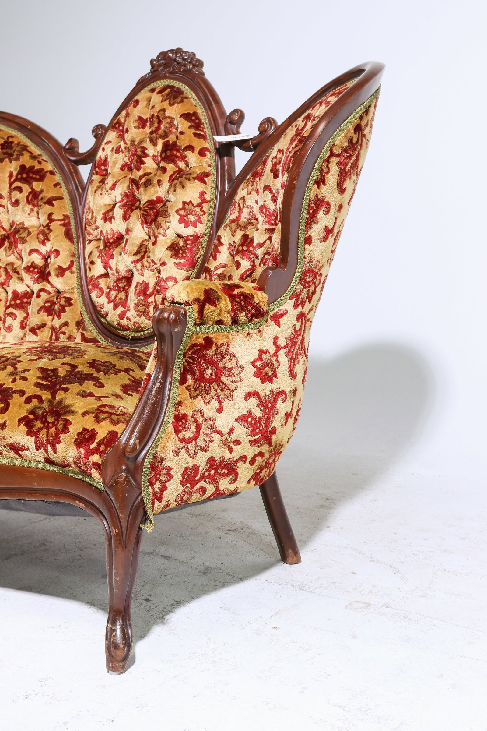 American Victorian Tufted Back Settee / Sofa - 6