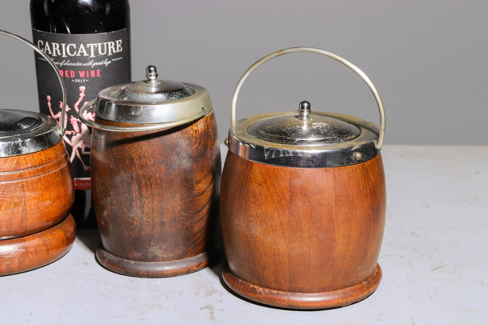 4 Assorted Oak Biscuit Barrels - 3