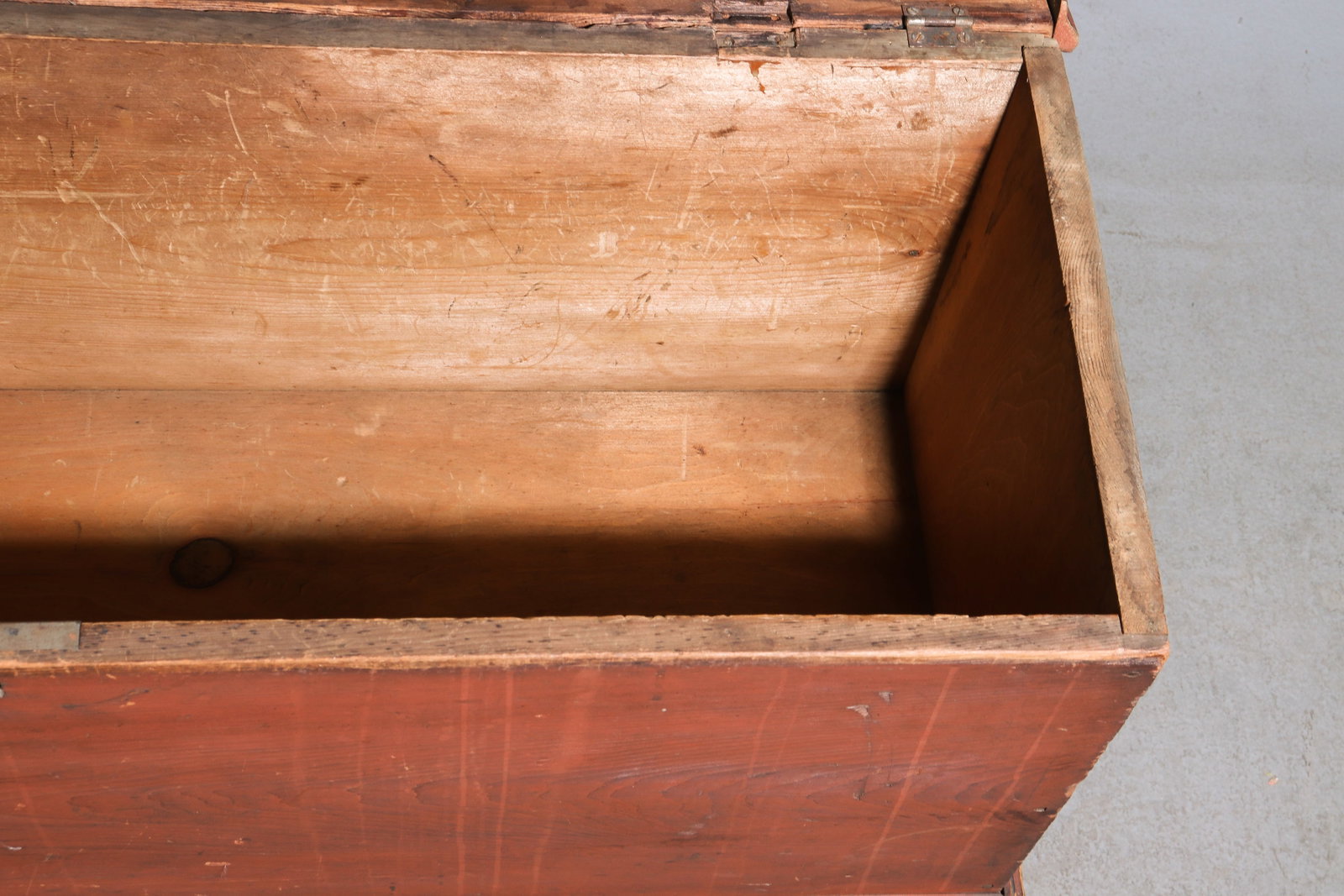 Red Painted Rustic Trunk / Blanket Chest - 4