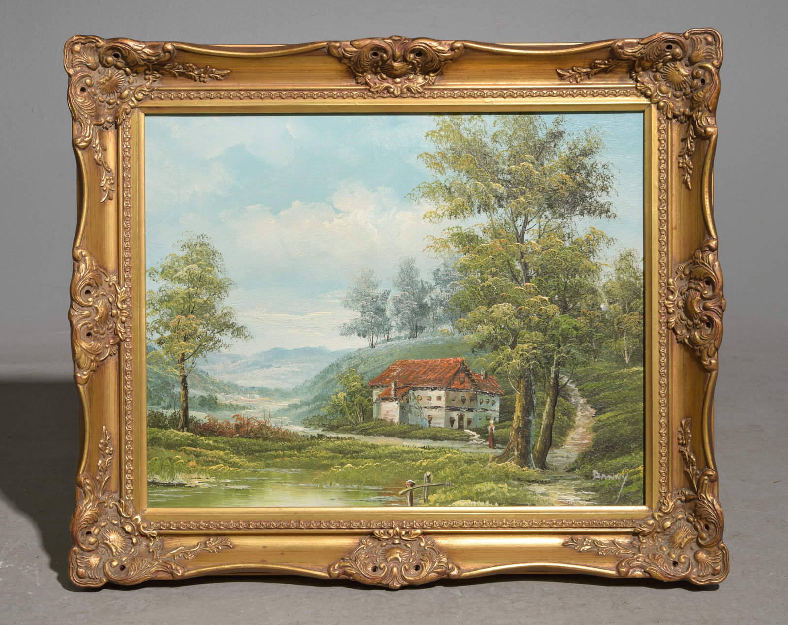 Gold Framed Oil on Canvas European Landscape (1 of 3)