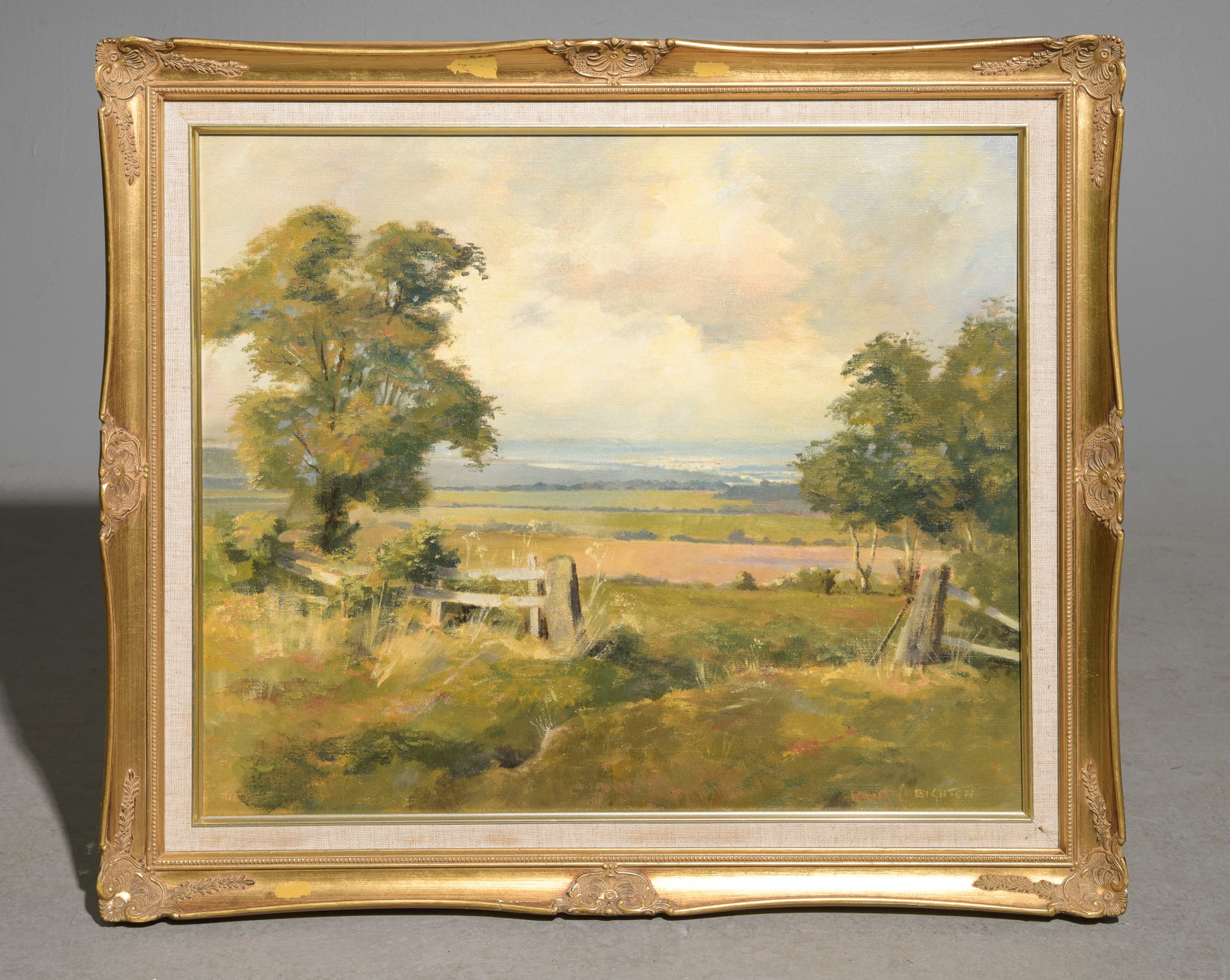 Gold Framed Oil on Board European Landscape (1 of 3)