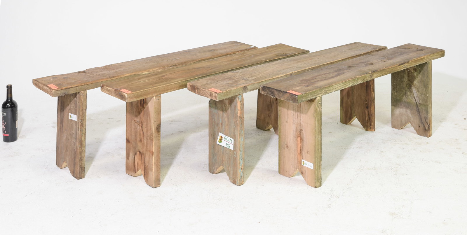 Four British Rustic Farmhouse Benches (1 of 3)