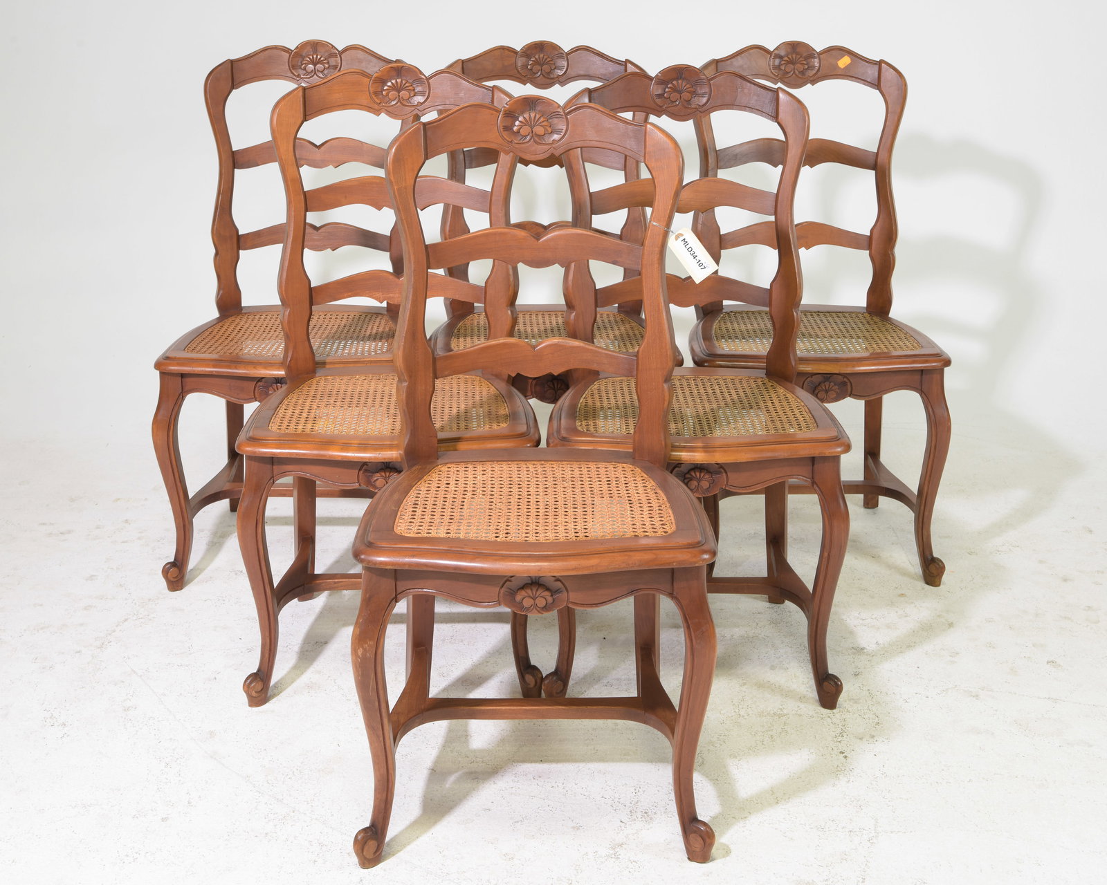 Louis XV Style Set of 6 Caned Seat Dining Chairs (1 of 4)