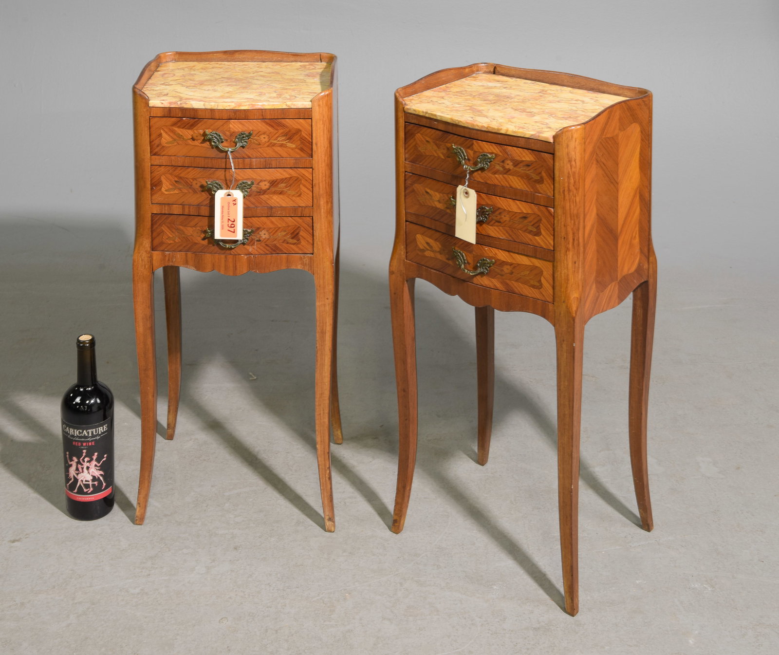 Louis XV Style Pair of Marble Top Chests / Nightstands (1 of 4)