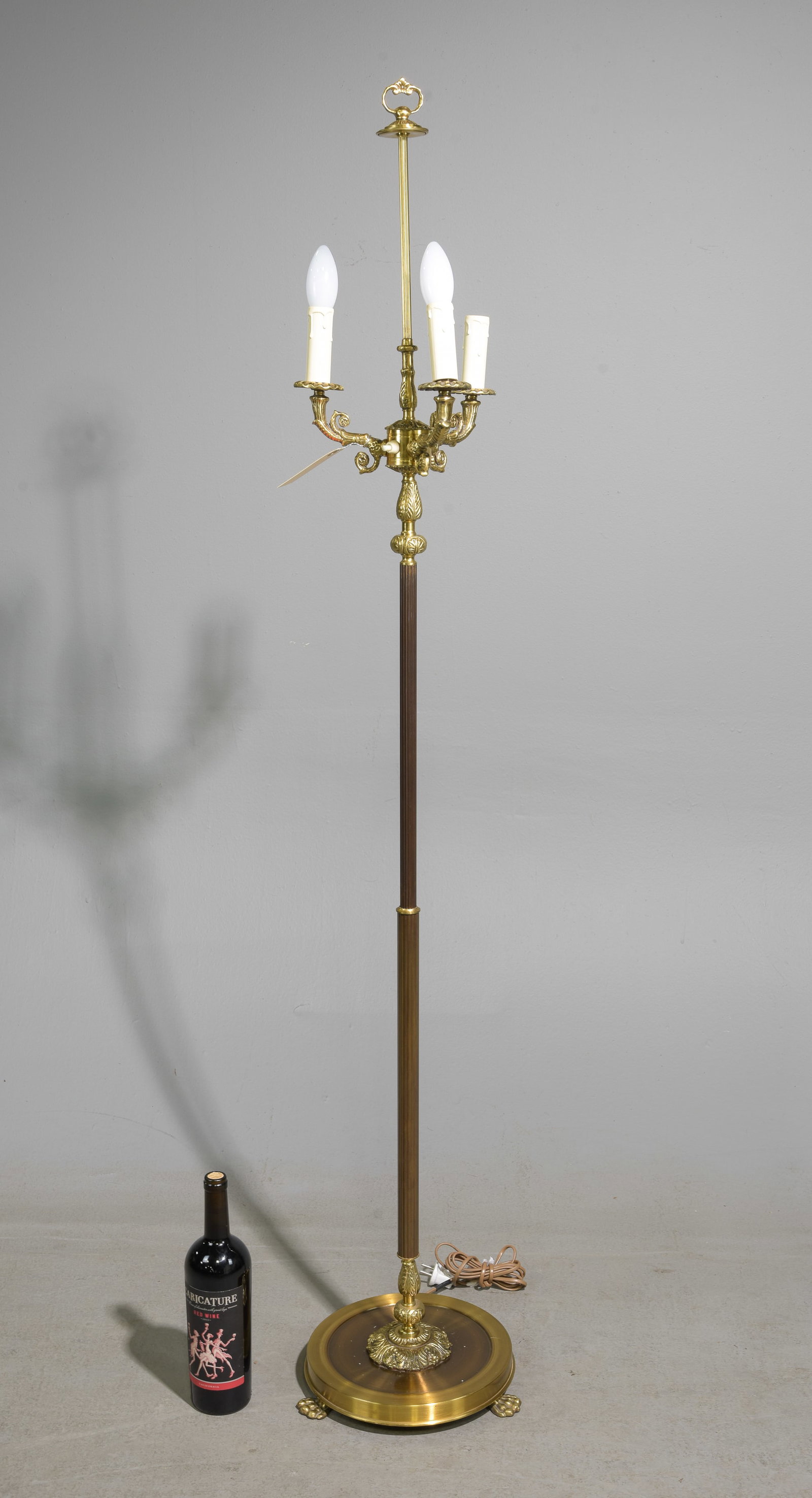 Swedish Brass & Metal Three Light Floor Lamp (1 of 3)