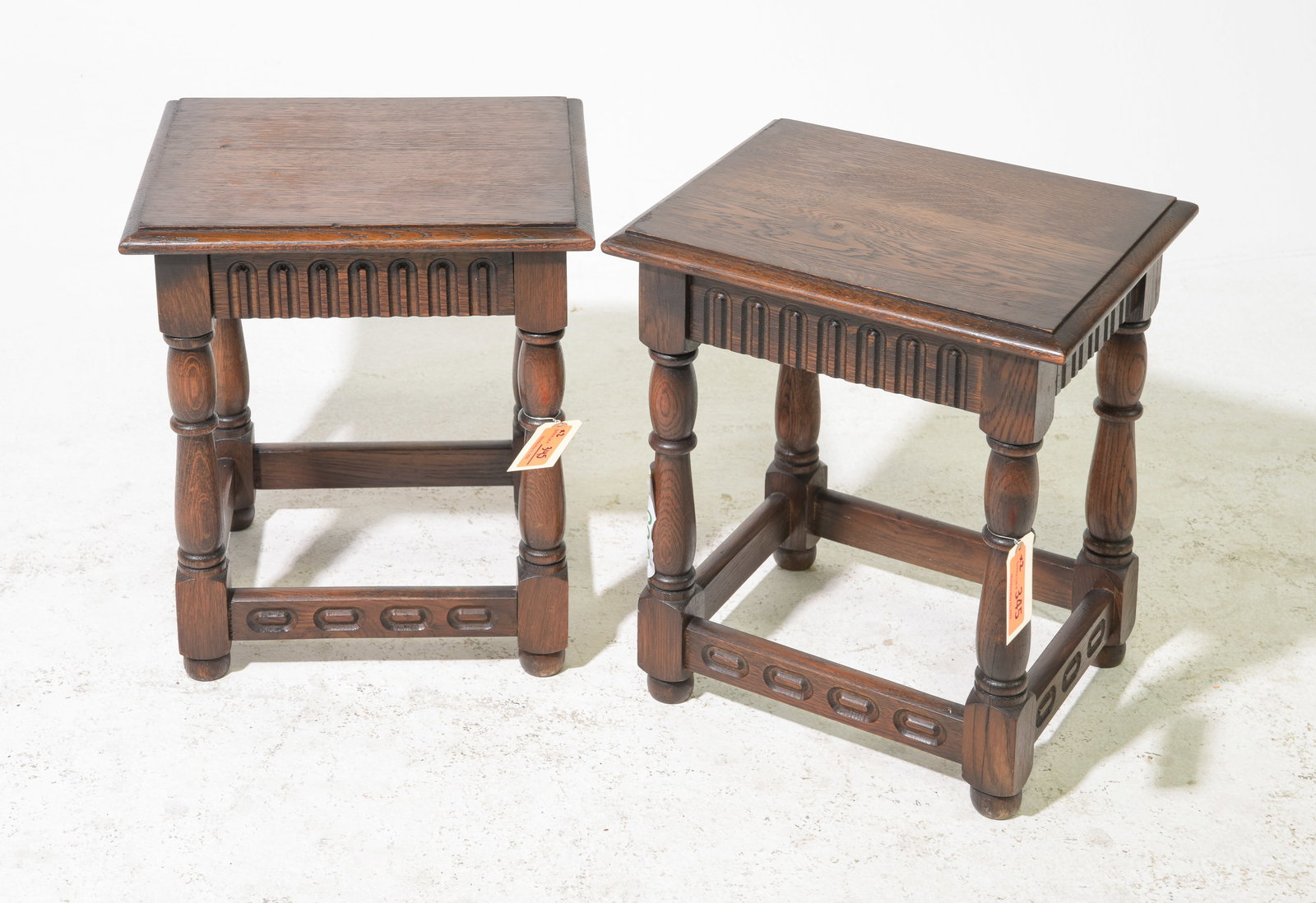 British Oak Pair of Stools / Small Tables #2 (1 of 3)