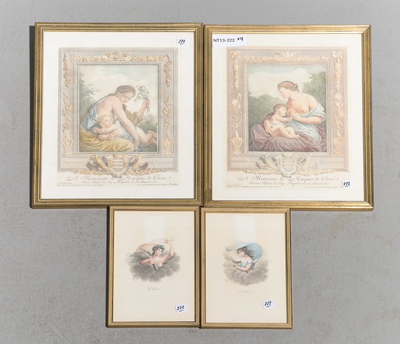 Four Assorted French Framed Engravings: Four Assorted French Framed Engravings - 15.5 in tall x 13 x 1