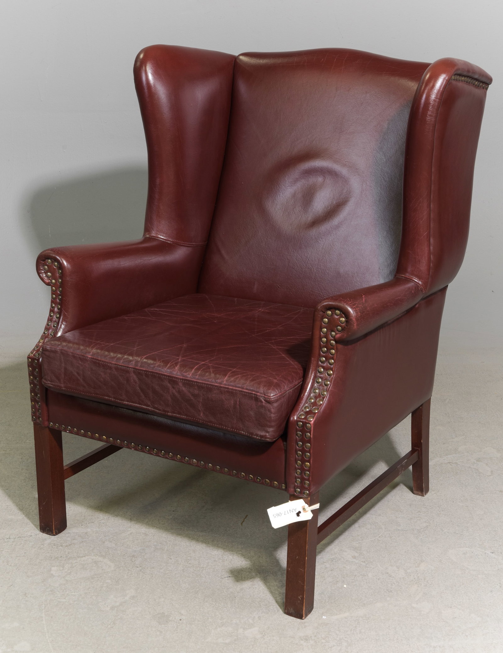 Danish Red Leather Wing Back Arm Chair (1 of 5)