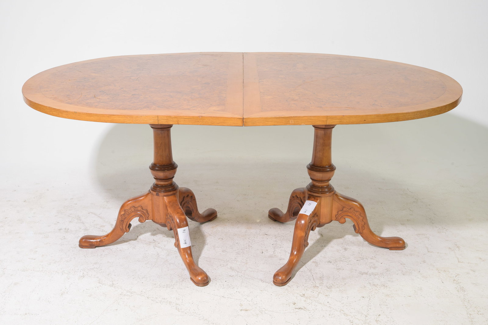 Swedish Twin Pedestal Base Oval Dining Table (1 of 3)