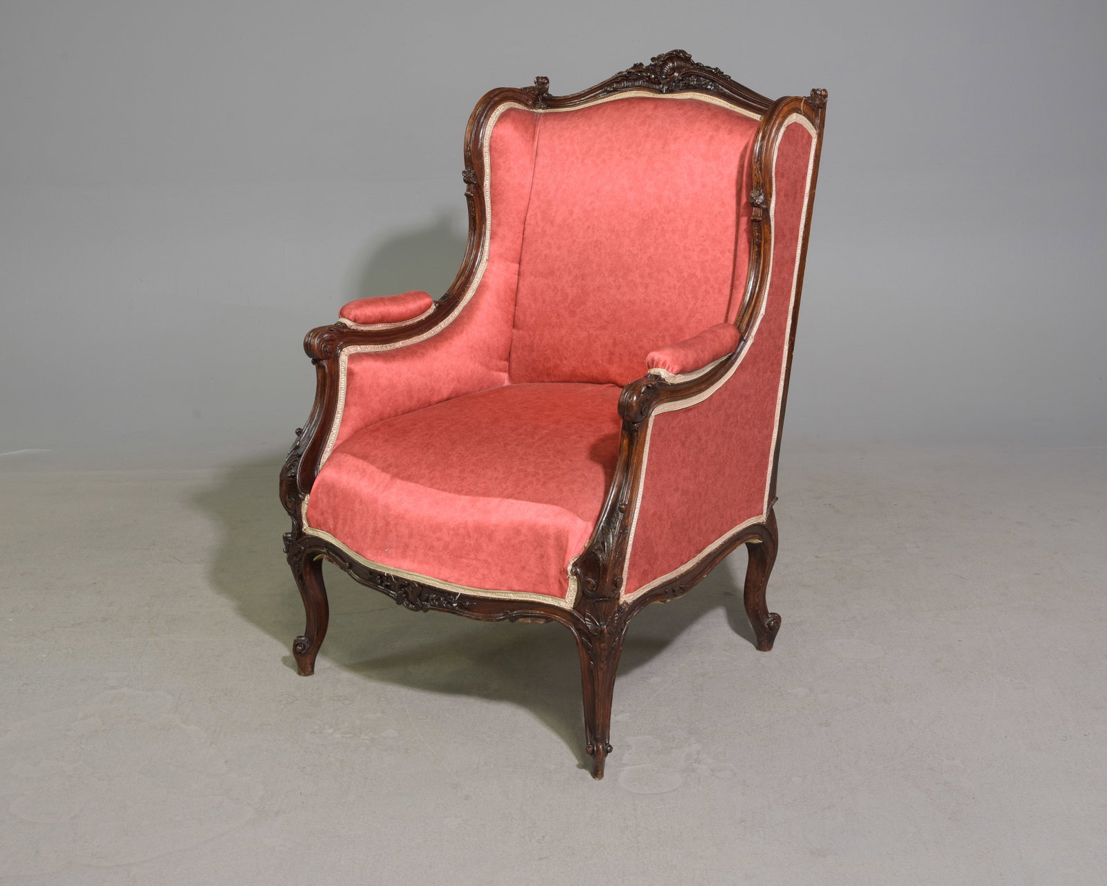 French Carved Walnut Wing Back Arm Chair (1 of 6)
