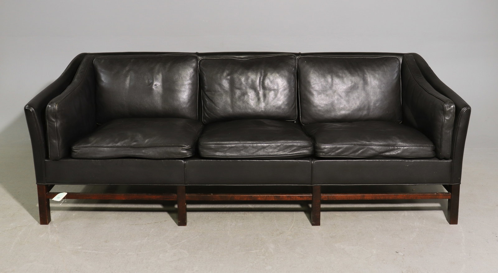 Danish Modern Black Leather Three Seater Sofa (1 of 6)