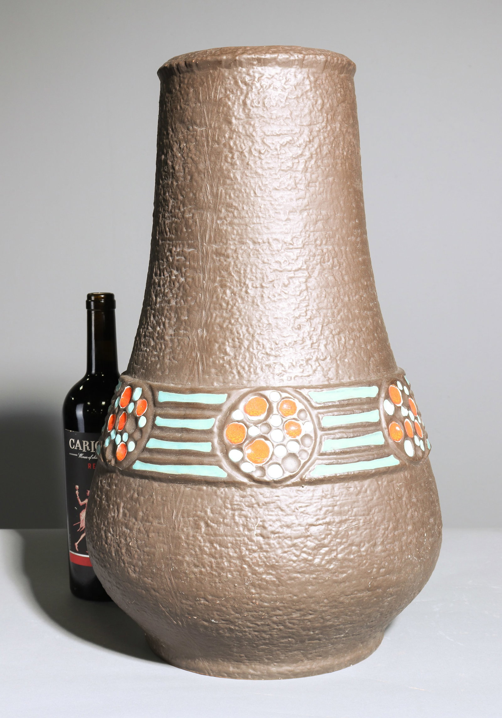 West German Large Pottery Vase: West German Large Pottery Vase - 20 in tall x 12 inch diameter