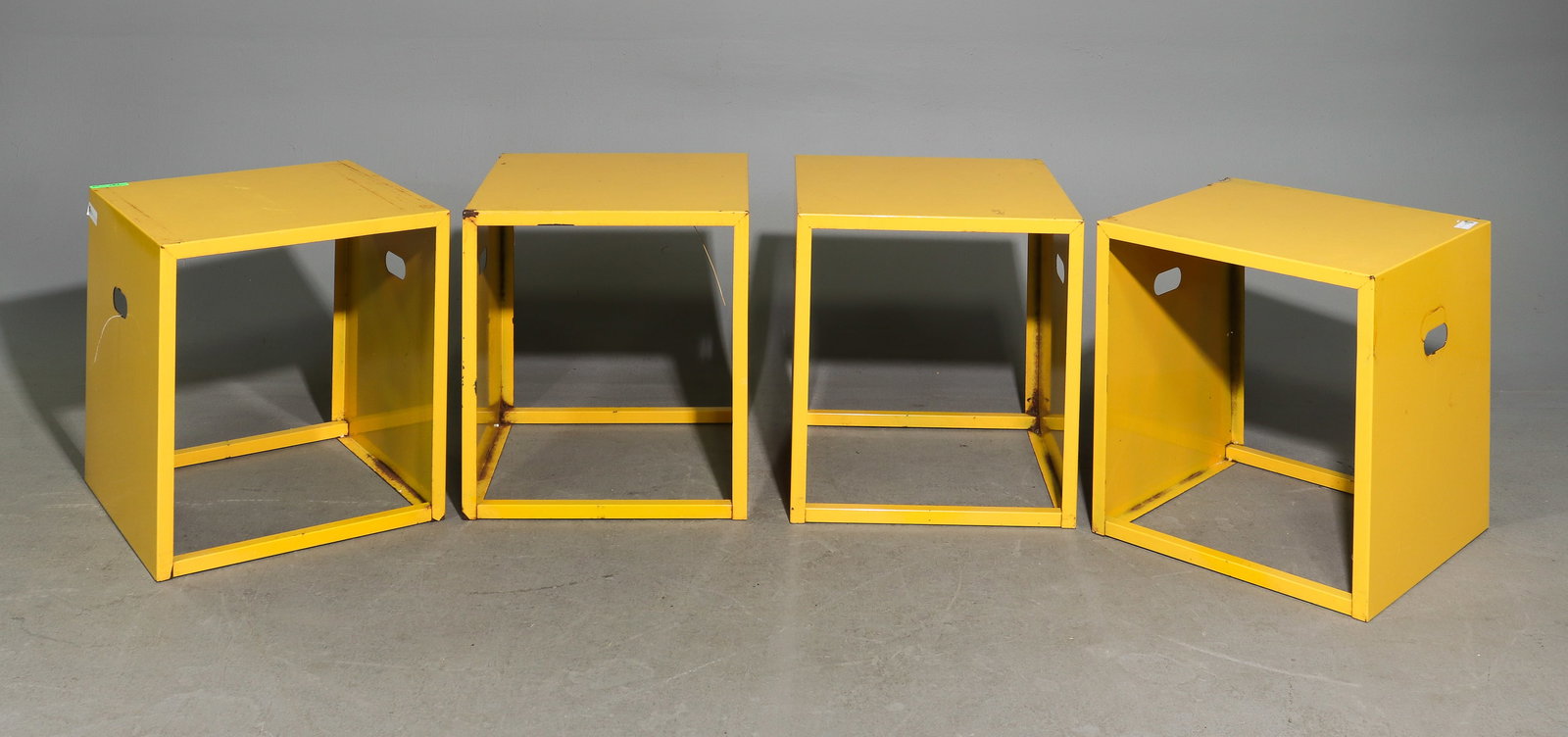 4 Yellow Industrial Style Metal Boxes / Tables (1 of 4)