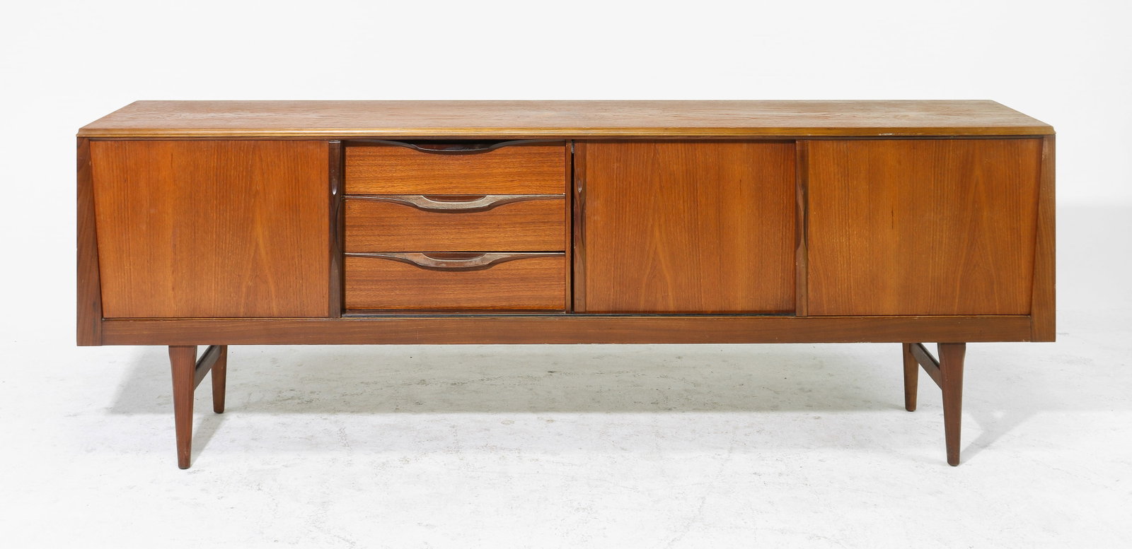 Mid Century Modern Sideboard - Elliots of Newbury: Danish Modern Style Sideboard with Sliding Doors by Elliots of Newbury - 30.75 in tall x 87 x 17.75