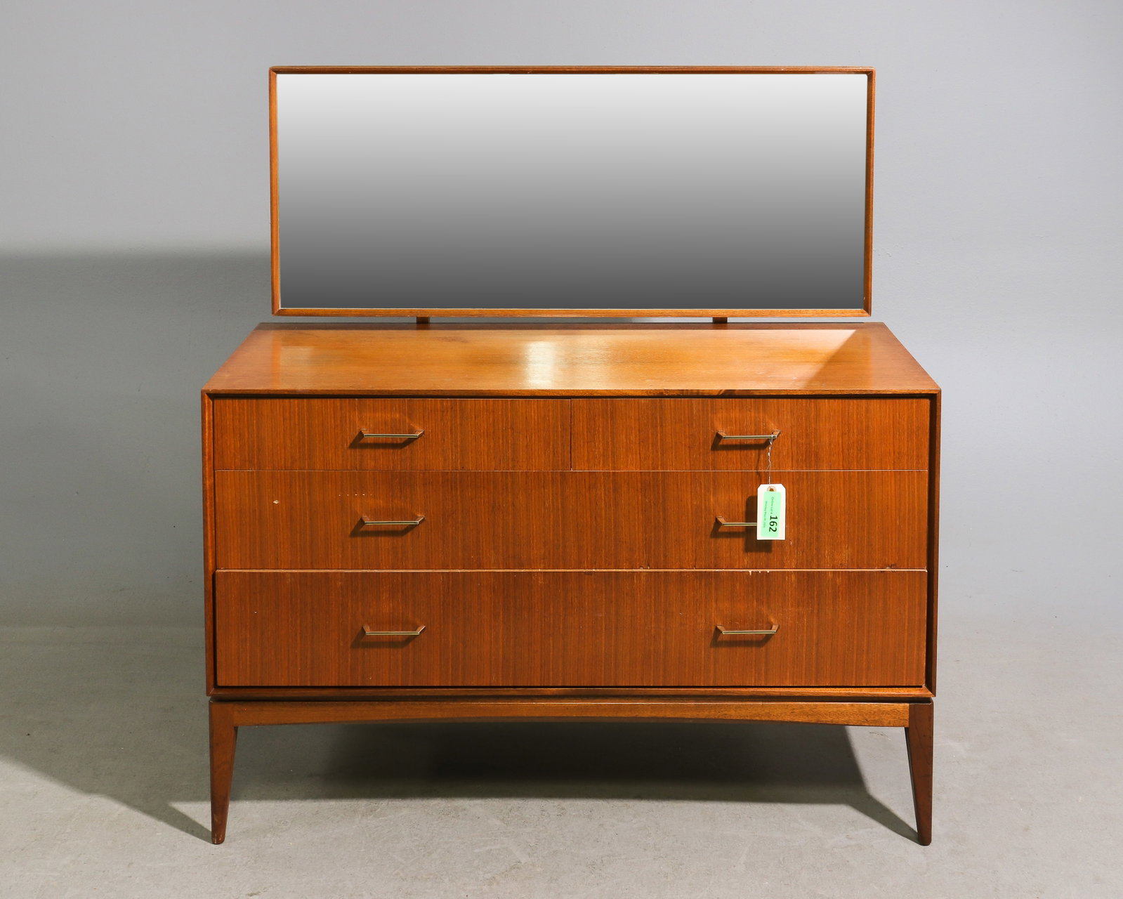 Mid Century Modern Dressing Chest - McIntosh: Danish Modern Style Dresser with Mirror / Dressing Chest by McIntosh - 44 in tall x 42 x 18.5, Floor to the surface is 27 inches