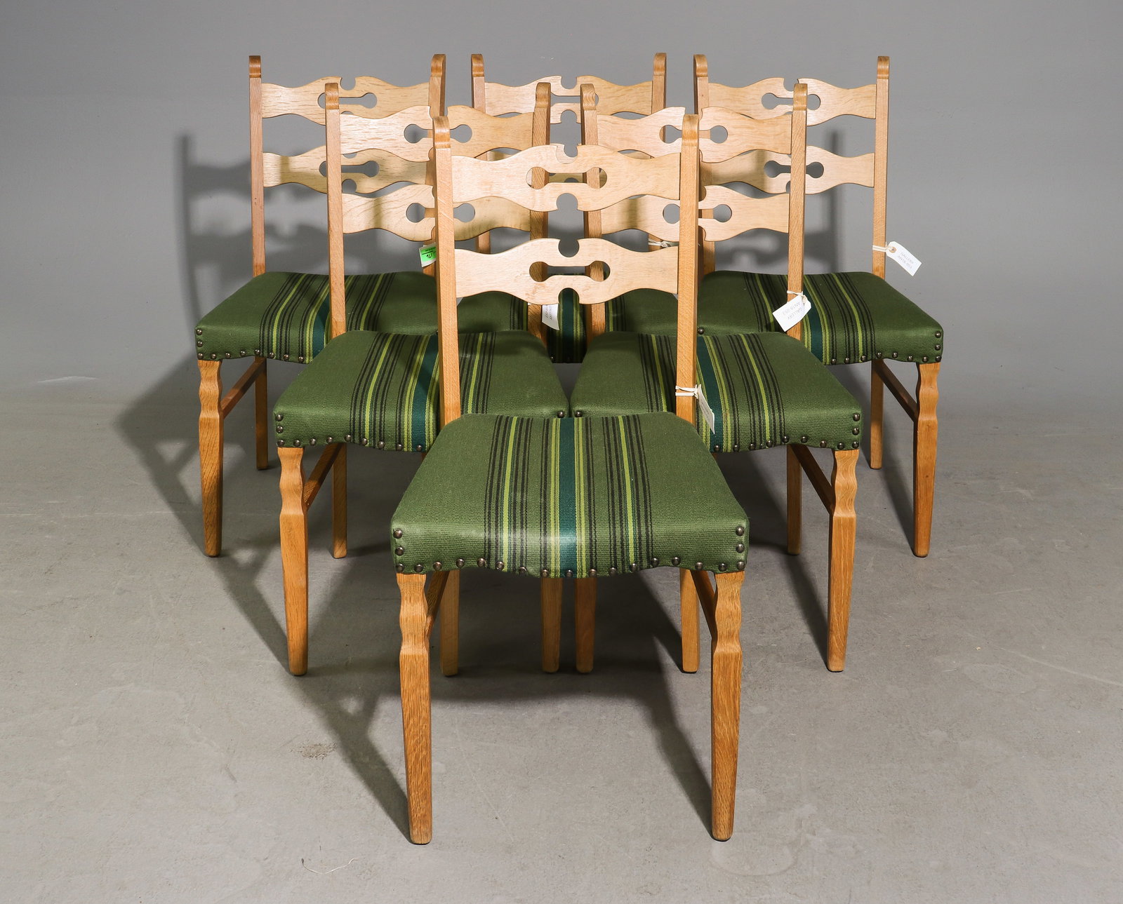 Danish Oak Set of 6 Dining Chairs #2: Danish Oak Set of 6 Dining Chairs - 35.5 in tall x 18.5 x 19 each with a seat height 18 inches