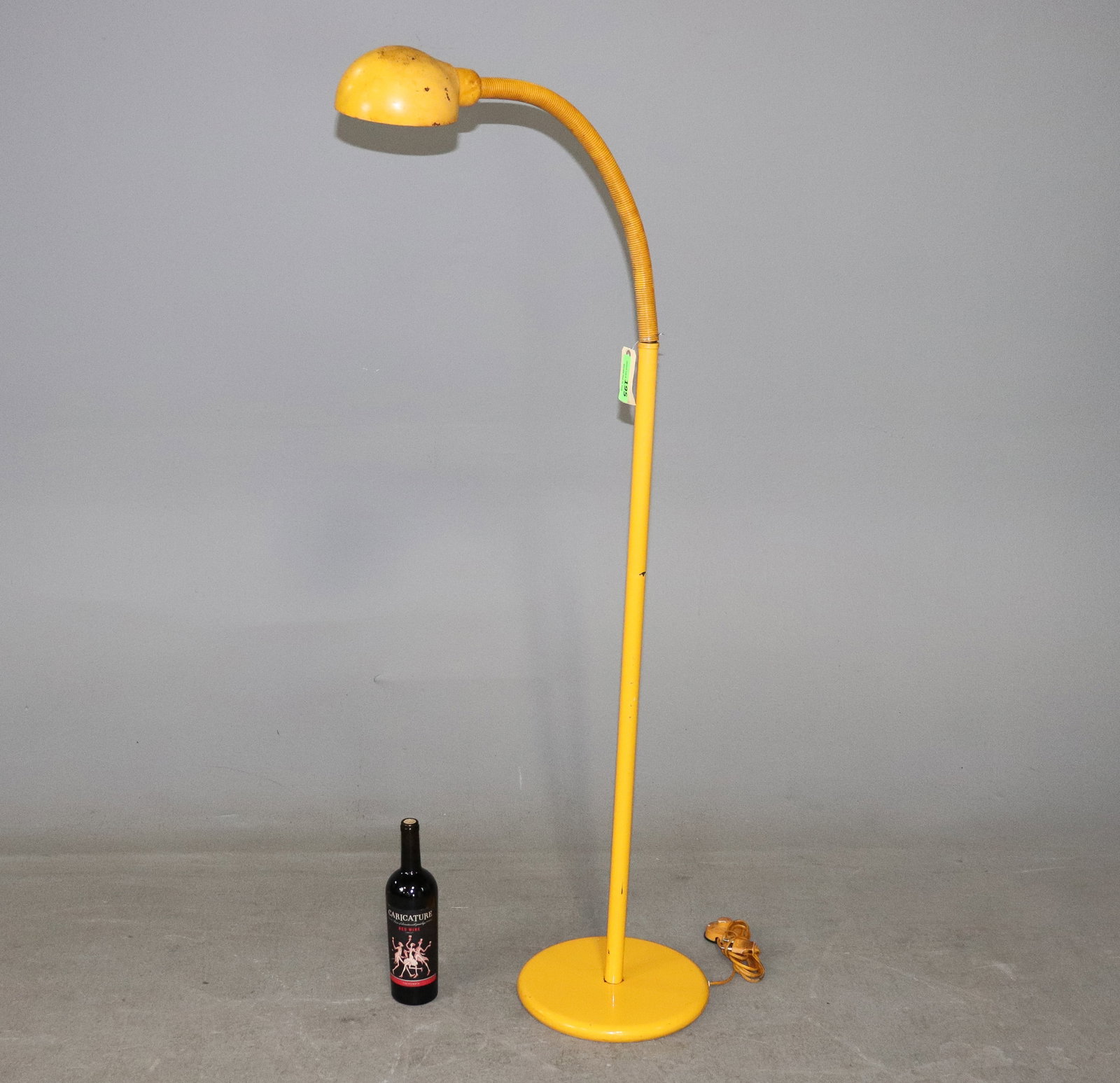 Danish Mid Century Yellow Floor Lamp: Danish Mid Century Yellow Floor Lamp - 68 in tall x 12 in diameter