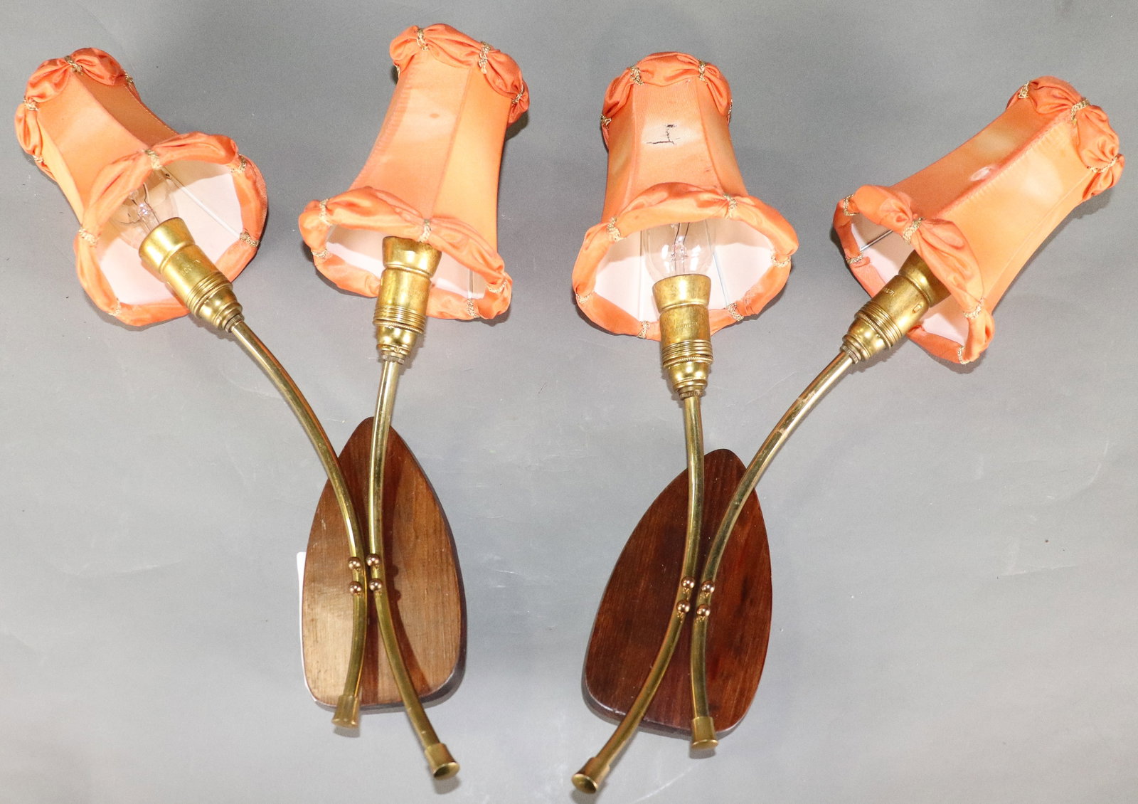Pair Of Swedish Mid Century Teak Wall Sconces: Pair Of Swedish Mid Century Teak Wall Sconces - 15.5 in tall x 8 x 4