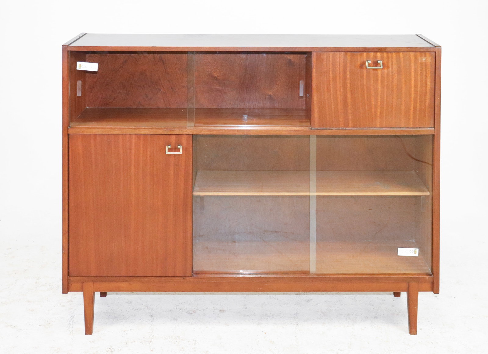 Mid Century Modern Bookcase by Nathan: Danish Modern Style Bookcase / Cocktail Cabinet by Nathan - 37.5 in tall x 48.25 x 11.5