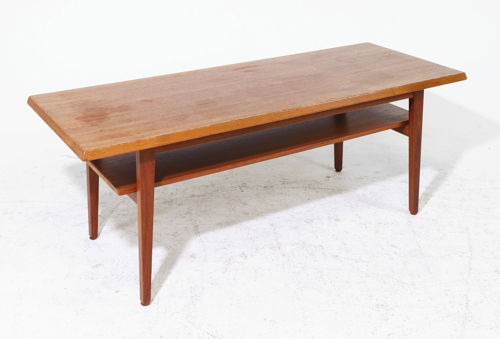 Danish Modern Coffee Table with Shelf: Danish Modern Coffee Table with Magazine Shelf - 21 in tall x 57 x 21.5