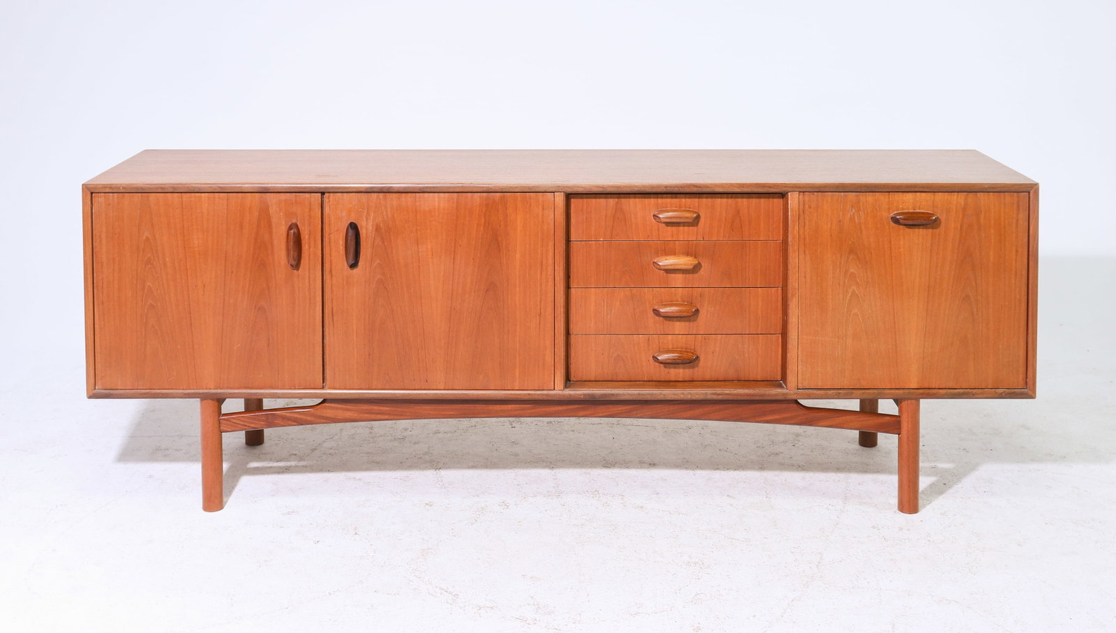 Mid Century Modern G-Plan Sideboard - Brasilia Range: Danish Modern Style Sideboard with Folded "cup" Handles by G-Plan part of their Brasilia Range ( sometimes referred to as the Scandinavian range) - 28.75 in tall x 81.5 x 18