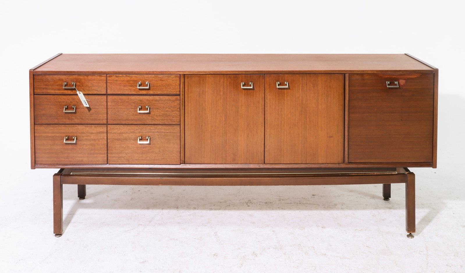 Mid Century Sideboard With Metal Handles - Nathan: Danish Modern Style Credenza by British Maker Nathan Furniture - 30.25 in tall x 72 x 18