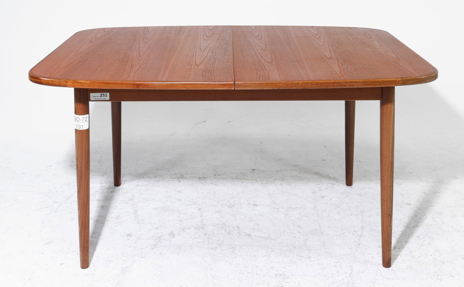 Mid Century Modern Table with Pop Up Leaf - Gplan: Danish Modern Style Teak Dining Table with Pop Up / Butterfly Leaf and Rounded Corners by G-Plan - 28.5 in tall x 56.5 x 39, Leaf adds and additional 18 inches, Floor to apron is 24 inches, Space betw