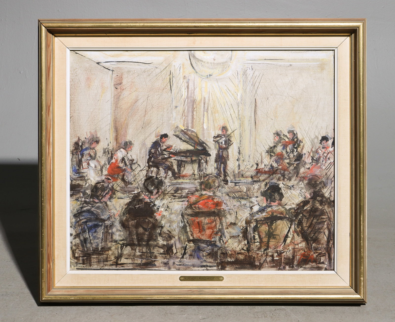 Danish Torvald Andersen Impressionist Musical Art: Danish Torvald Andersen Impressionist Musical Concert Art - 23 in tall x 26 x 2, The work itself is 18.5 x 22