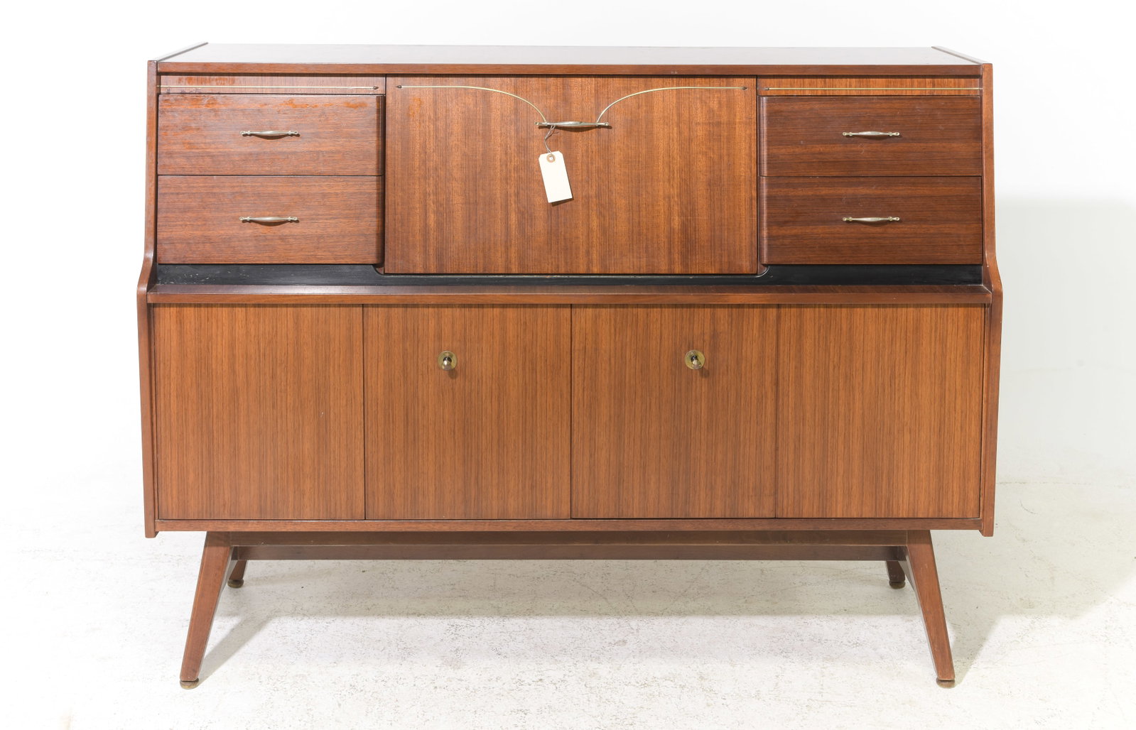 Art Deco Style Walnut Cocktail Sideboard - Beautility: Mid Century Modern / Danish Modern / Art Deco Style Walnut Cocktail Sideboard by Beautility - 41 in tall x 54.5 x 18.5