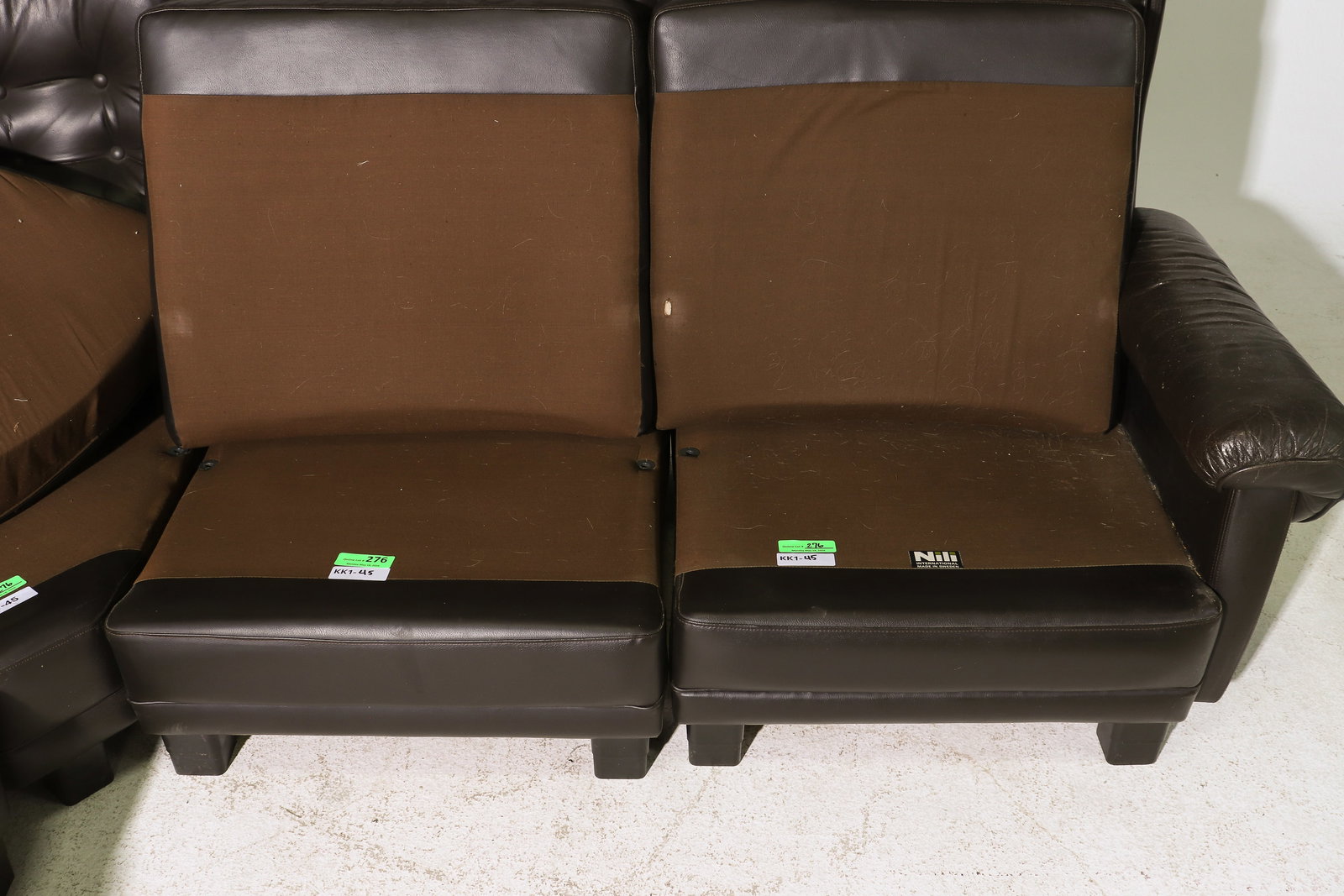 Danish Leather Button Tufted Sectional Sofa - 5